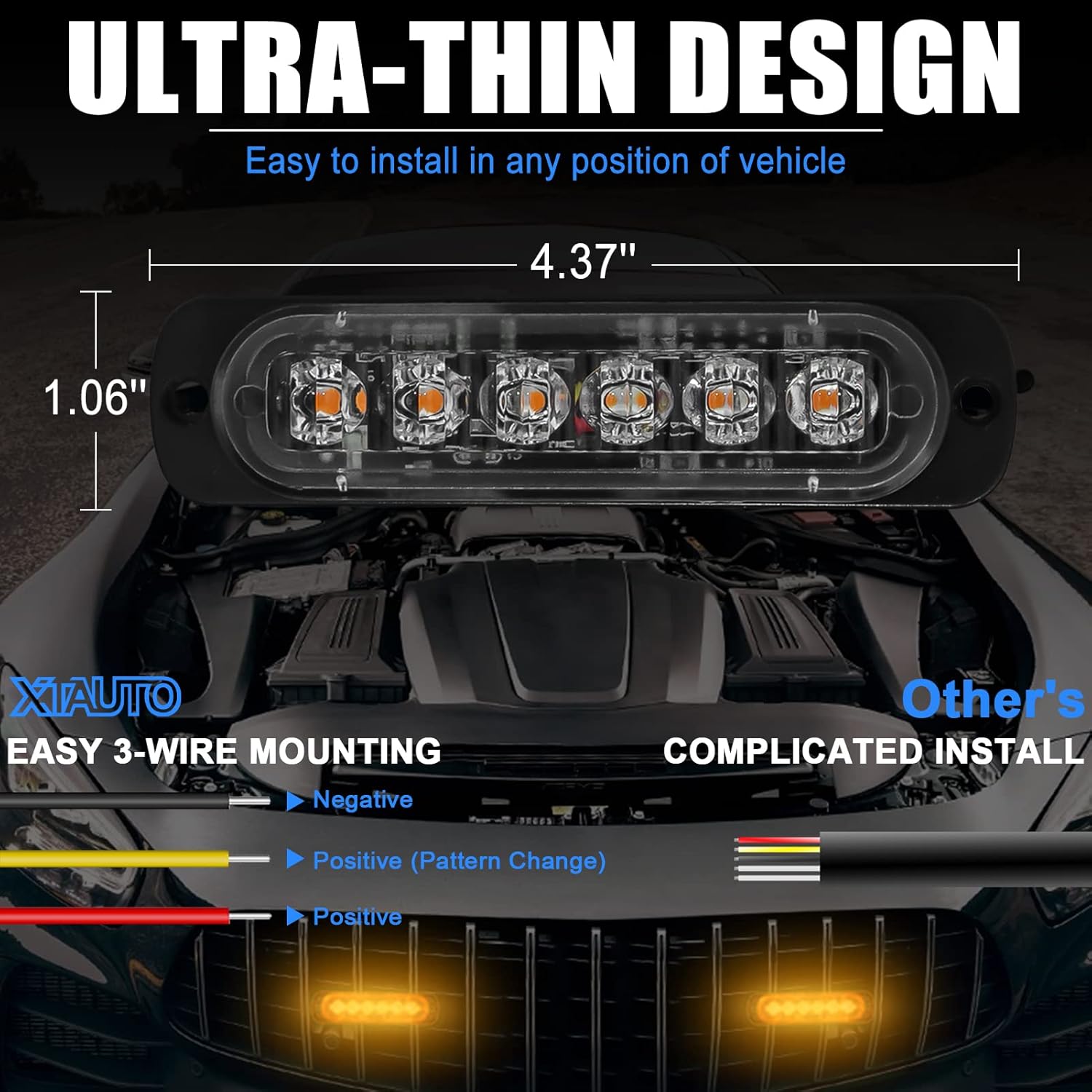 10 luces LED estroboscópicas de emergencia, 6 LED ultradelgadas, montaje en superficie, intermitente, advertencia, construcción, precaución,
