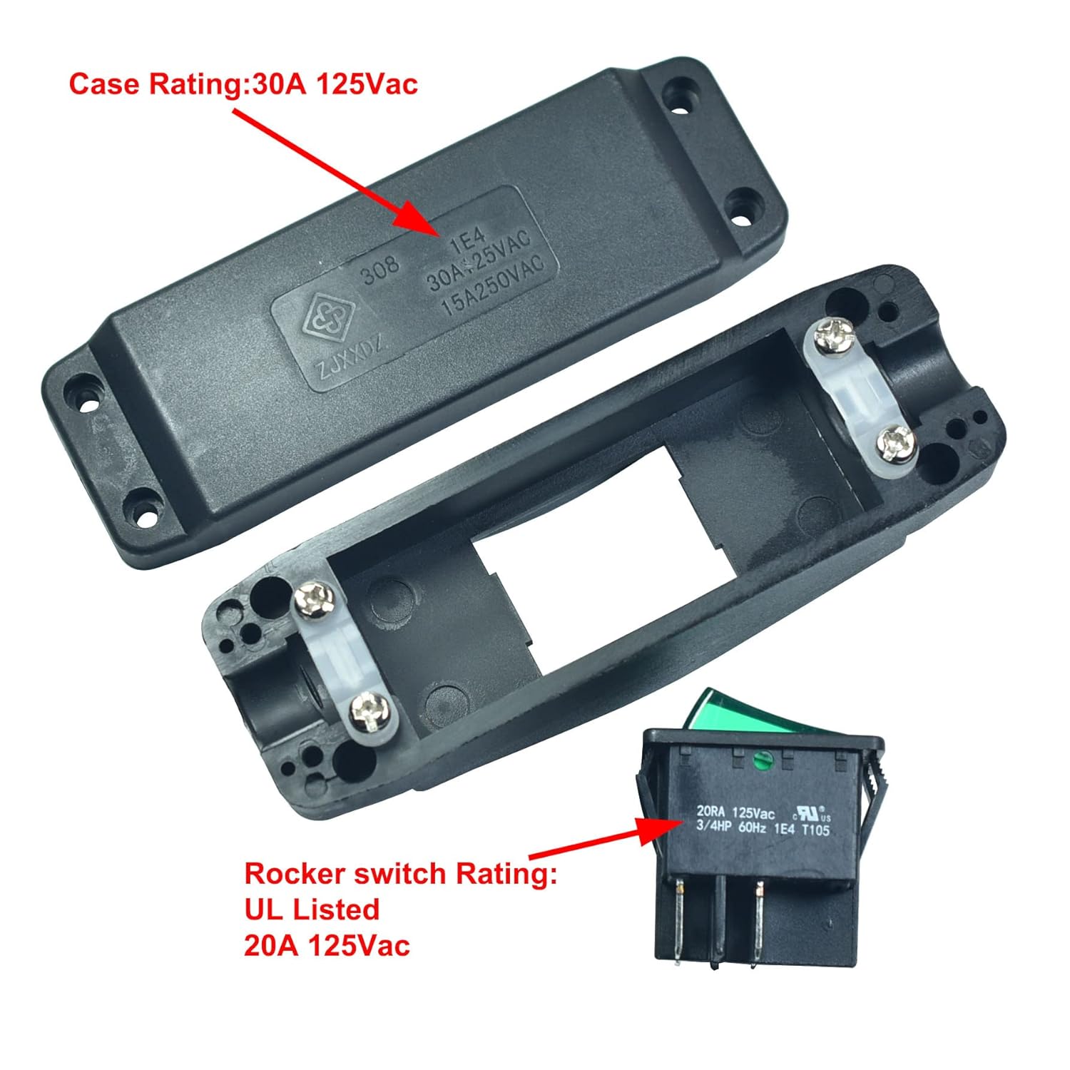 FILSHU Interruptor de cable en línea 20A 125V16A 250V verde Led ONOFF en línea lámpara de alimentación interruptor basculante con terminales