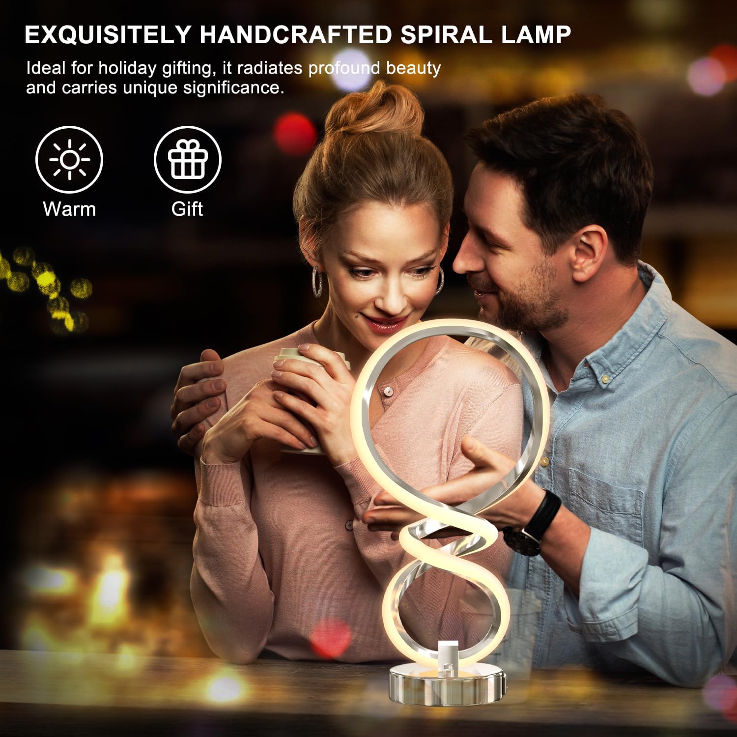 Moderna lámpara de mesa RGB en espiral, 7 colores y 10 modos de luz, lámpara LED regulable táctil con puerto de carga USB, lámparas decorativas