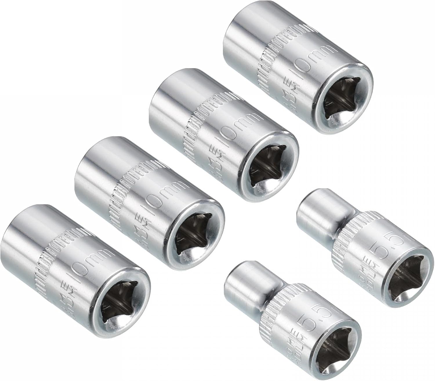 uxcell Juego de 6 llaves de vaso poco profundas de 14 pulgadas por 0.217 in y 0.394 in, métrico de 6 puntos, acero CR-V