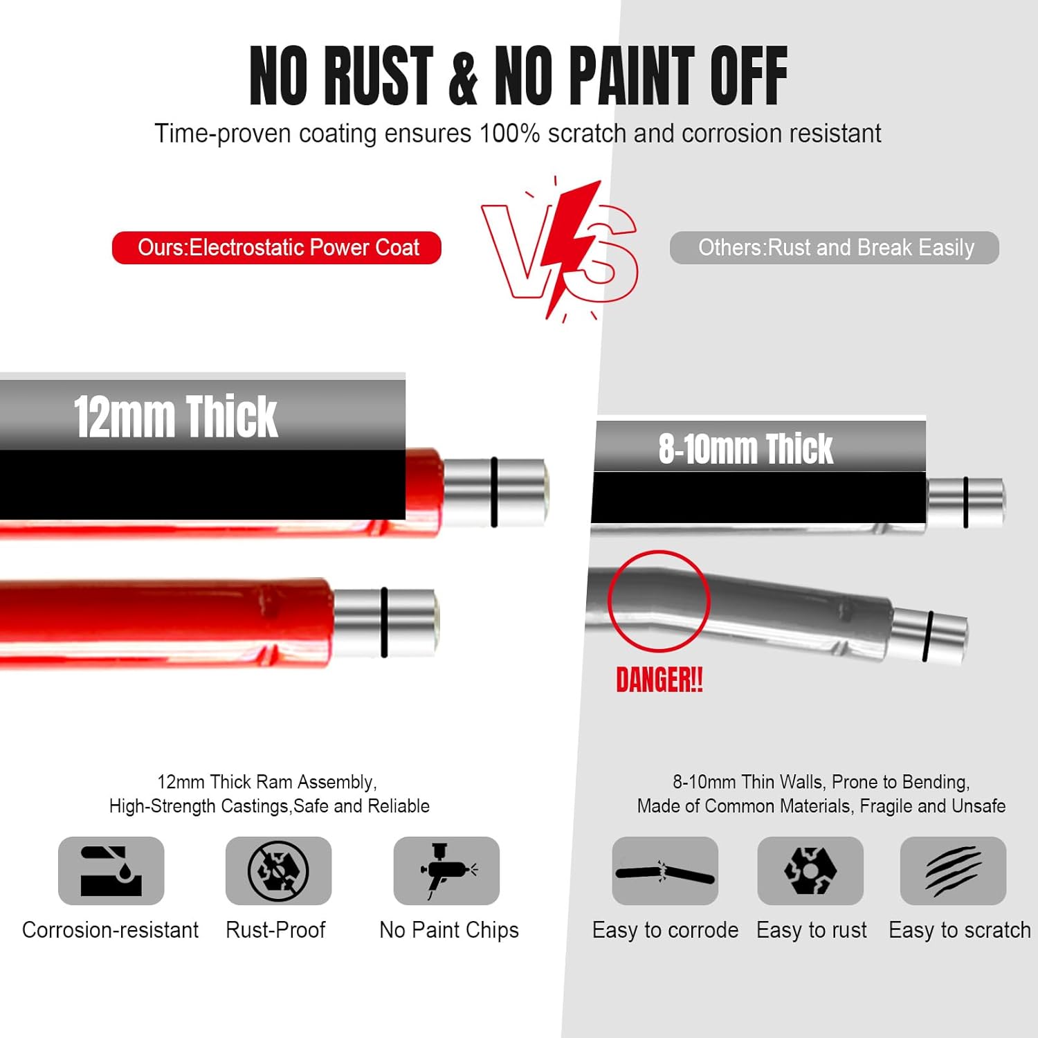 Torin – Cilindro hidráulico portátil de color rojo, kit de reparación estructural para automóvil con funda móvil, capacidad para 10 toneladas