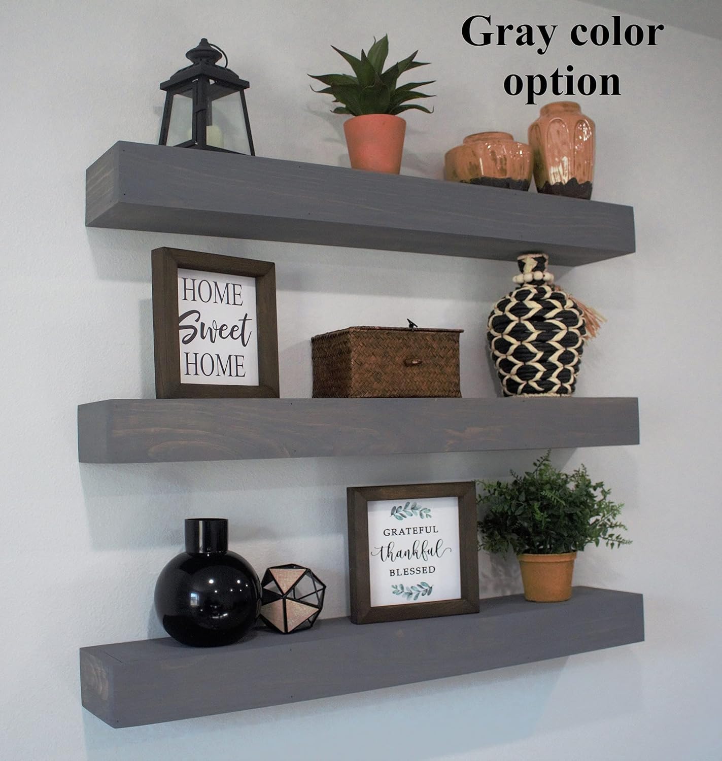Floating shelves wood-farmhouse shelves-black shelves above toilet-wall shelves-rustic wall shelf-gray floating shelves-kitchen shelf (36″, Walnut)