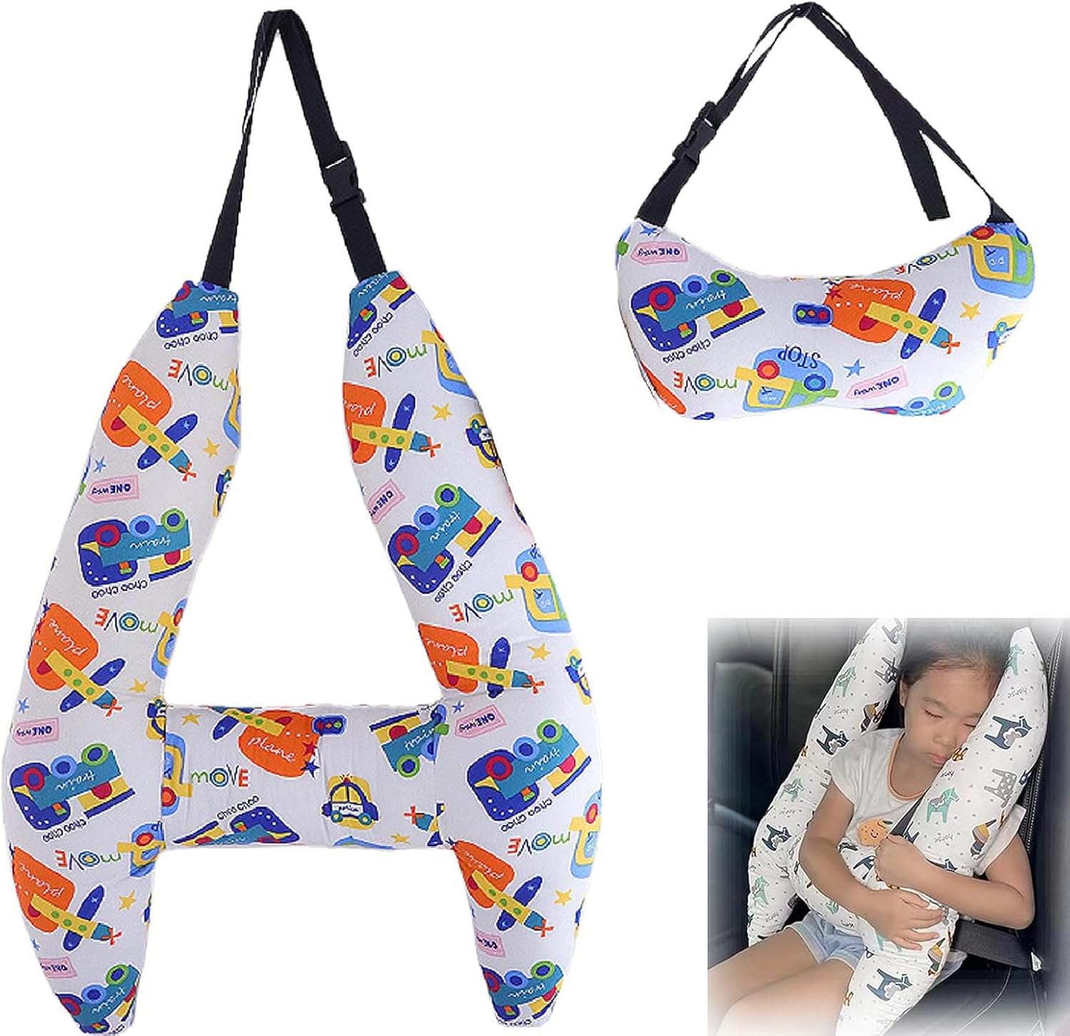 XGBYR Forma de H – Soporte de cabeza para dormir de coche para niños, forma de H, soporte de cabeza para dormir del automóvil, almohadas de viaje