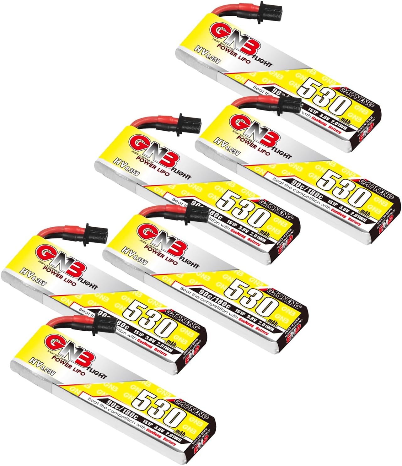 Gaoneng 6 unids A30 conector GNB 1S 530mAh 3.8v HV LiPo batería 90C para Kingkong Tiny7 Beta75S NanoHawk EZ Pilot Pro Kingkong LDARC BetaFPV Beta75X