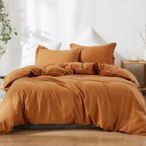 Simple&Opulence Juego de funda de edredón de lino francés de 104 x 98 pulgadas, 3 piezas (1 funda de edredón, 2 fundas de almohada), mezcla de lino Simple&Opulence Juego de funda de edredón de lino francés de 104 x 98 pulgadas, 3 piezas (1 funda de edredón, 2 fundas de almohada), mezcla de lino