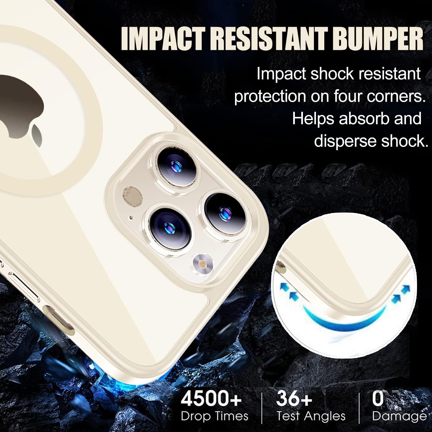 Funda magnética transparente para iPhone 13 Pro Max, compatible con MagSafe, protección de grado militar, parte trasera transparente, 2 protectores