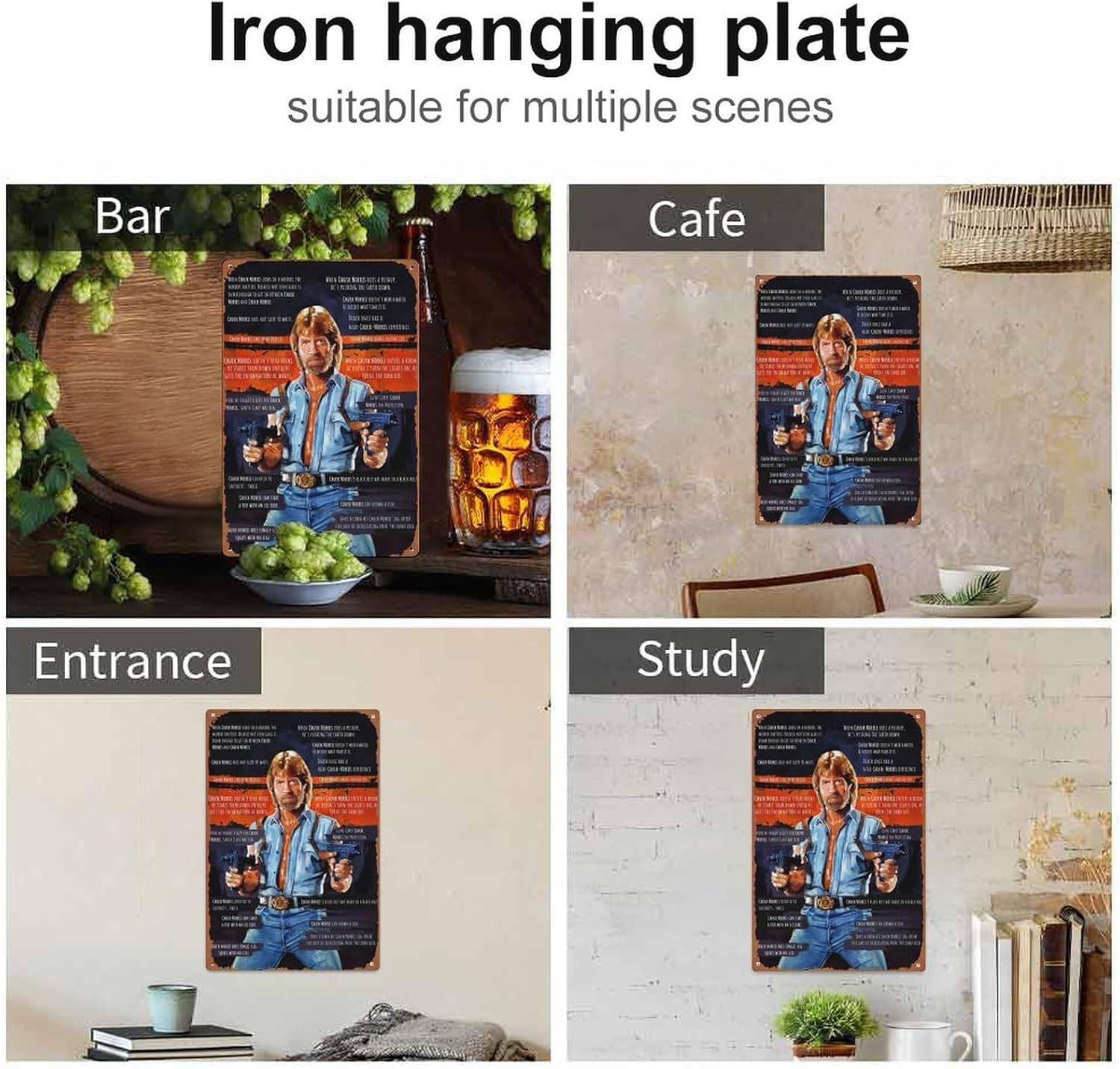 Chuck Norris Memes – Pósteres de lata retro de metal para bar, pub, cafeterías, decoración de pared, 8 x 12 pulgadas (7.9 x 11.8 in)