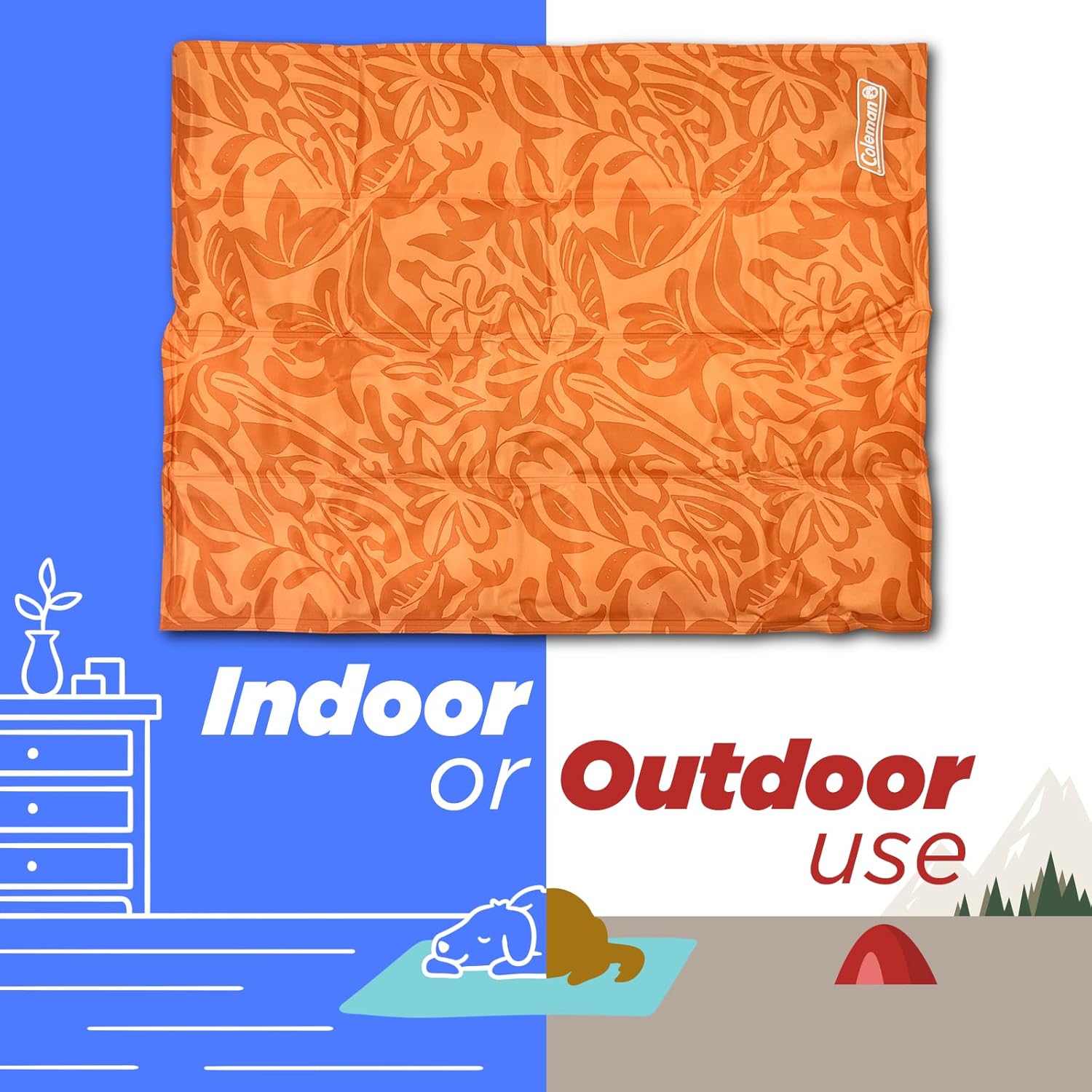 Coleman Alfombrilla de enfriamiento reversible con patrón botánico de coral pequeño, 18 x 24 pulgadas