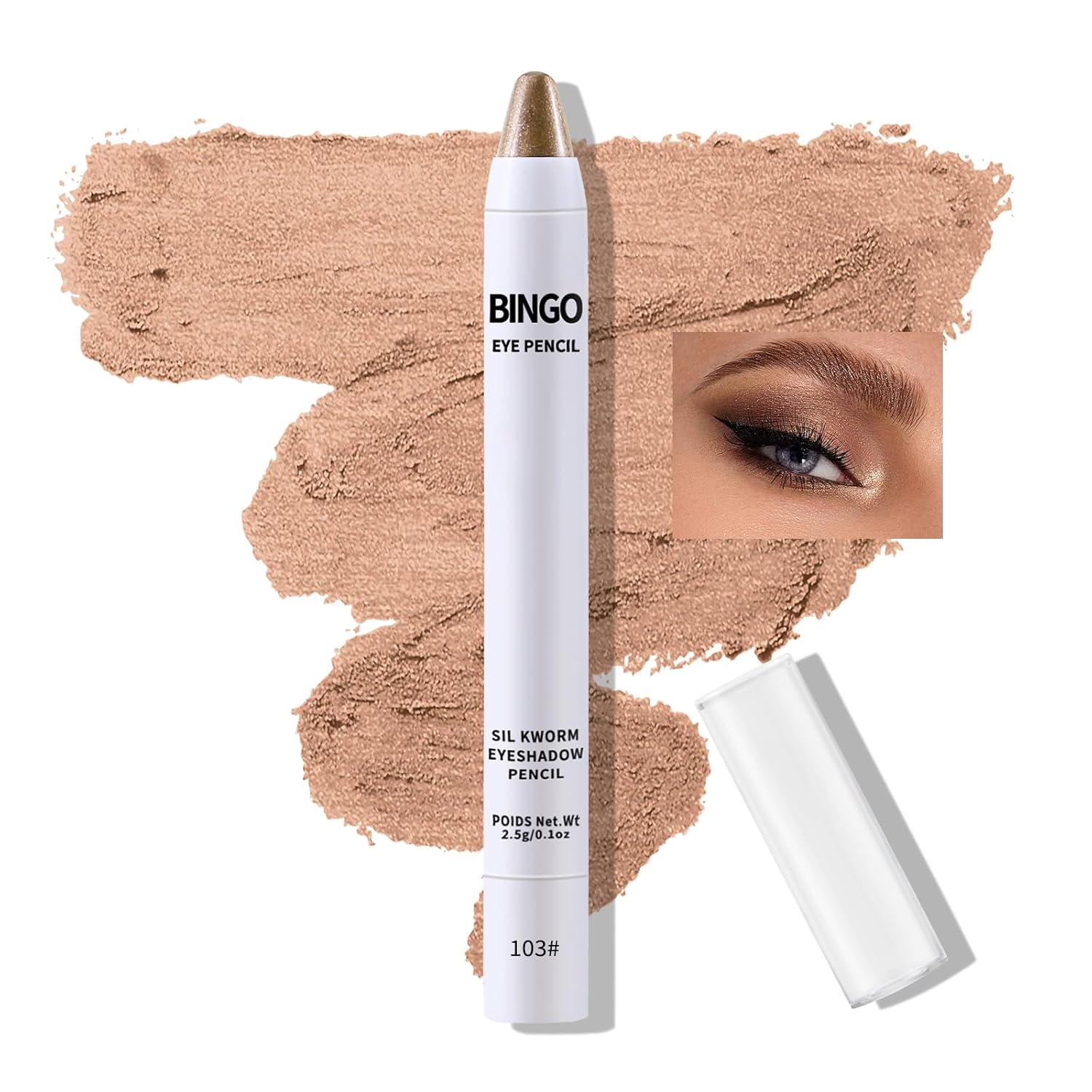 Boobeen Sombras de ojos metálicas con purpurina, lápiz de sombra de ojos iluminador, tonos bronce de larga duración para un maquillaje de ojos