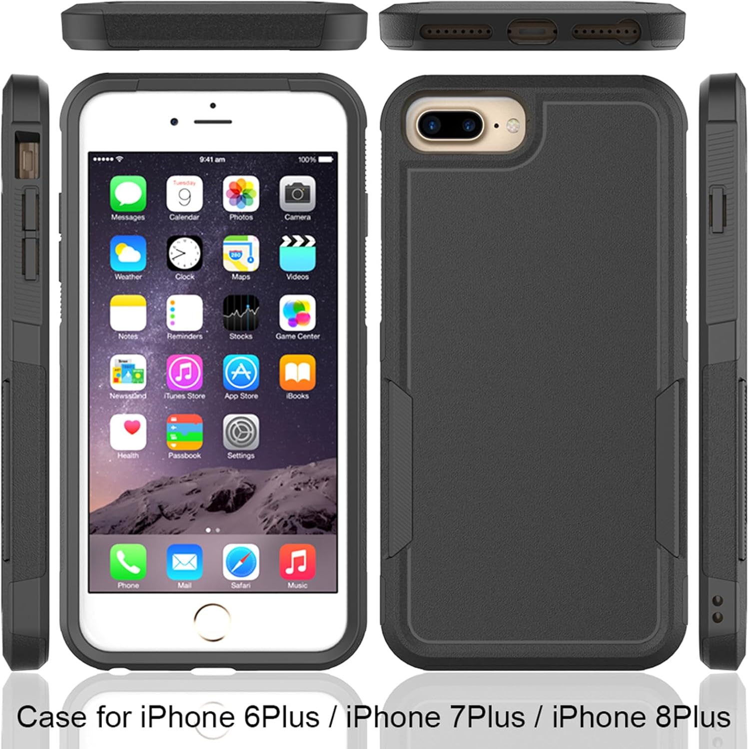 Funda para iPhone 8 PlusiPhone 7 PlusiPhone 6 Plus funda protectora de doble capa resistente para teléfono celular, a prueba de golpes, resistente,