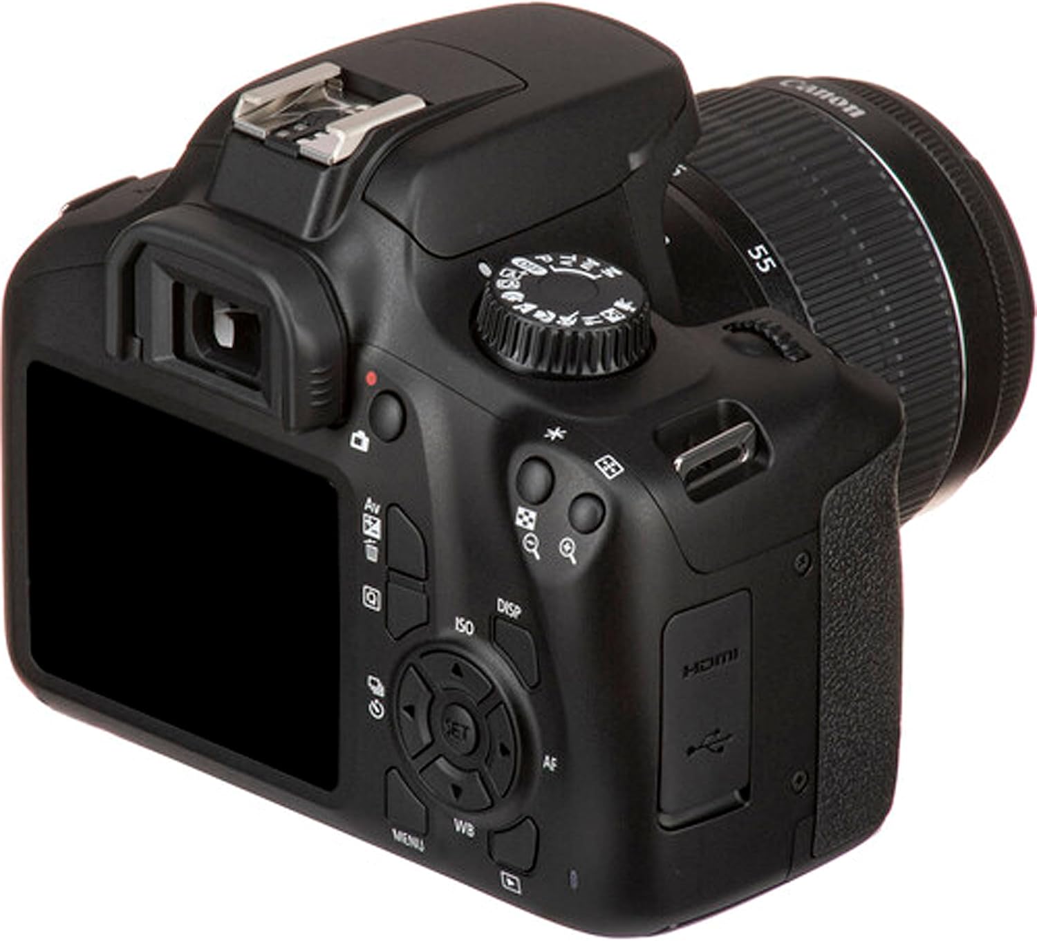Canon Cámara DSLR EOS Rebel T100 con lente EF-S de 0.709-2.165 in f3.5-5.6 III + tarjeta de memoria de 64 GB + funda, lector de tarjetas y más