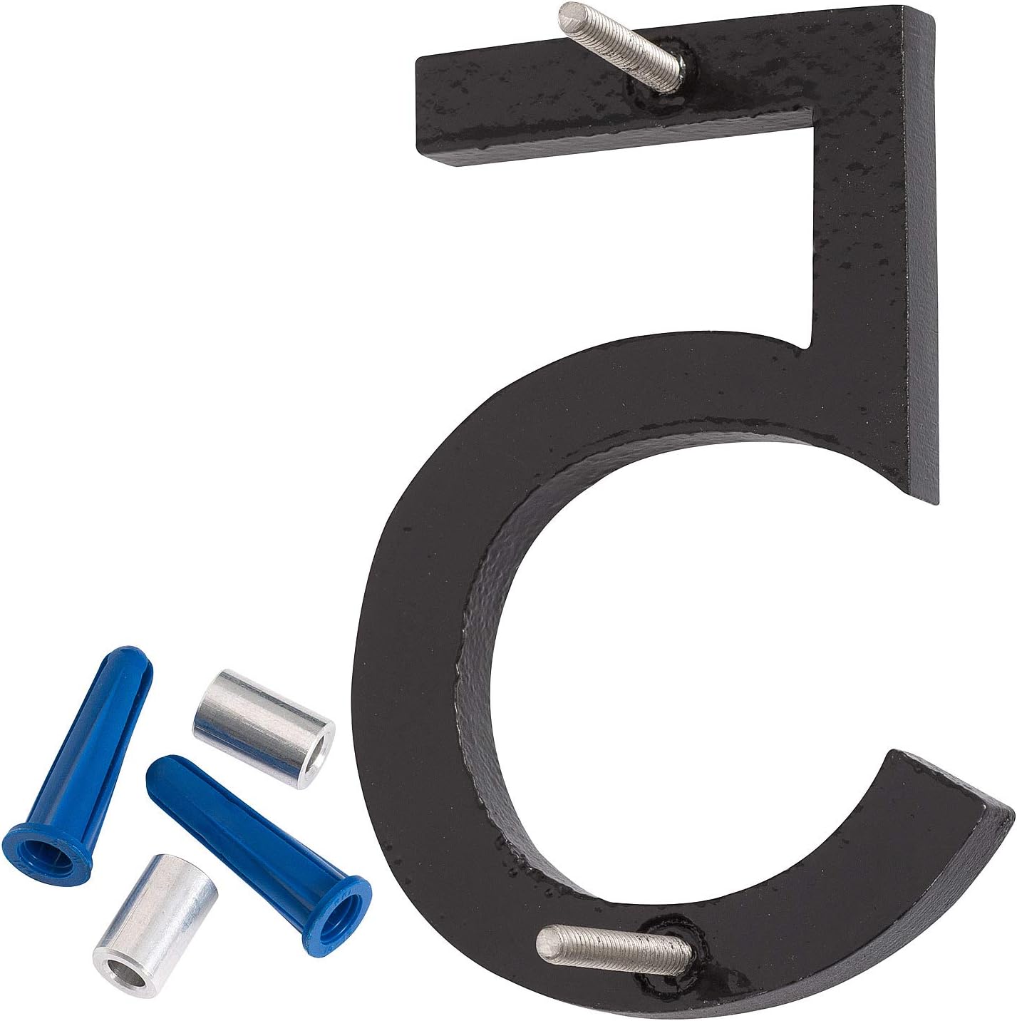Montague Metal Products MHN-06-F-BK2-5 Números de casa de dirección flotantes modernos de aluminio cepillado sólido, 6 pulgadas, níquel satinado con