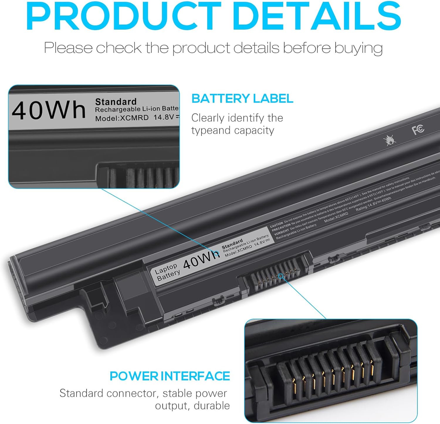 Fancy Buying Batería recargable XCMRD de 40 Wh para Dell Inspiron 3421 5421 3521 5521 3721 5721 14 15 17 N121y Mr90y, 3000 15-3521 15-3537 15-3541