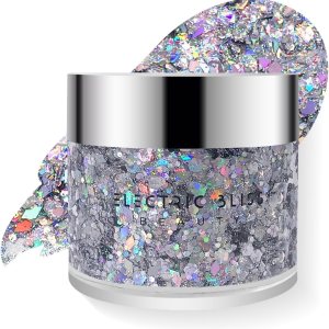 Electric Bliss Beauty – Gel holográfico plateado con purpurina corporal para cuerpo, cara, cabello, vegano y libre de crueldad animal (plata Electric Bliss Beauty – Gel holográfico plateado con purpurina corporal para cuerpo, cara, cabello, vegano y libre de crueldad animal (plata