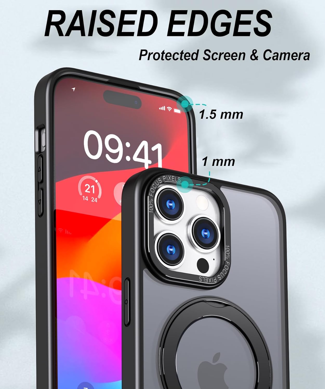 Funda magnética para iPhone 13 Pro Max compatible con Magsafe, grado militar, a prueba de golpes, mate, delgada, con soporte de anillo magnético