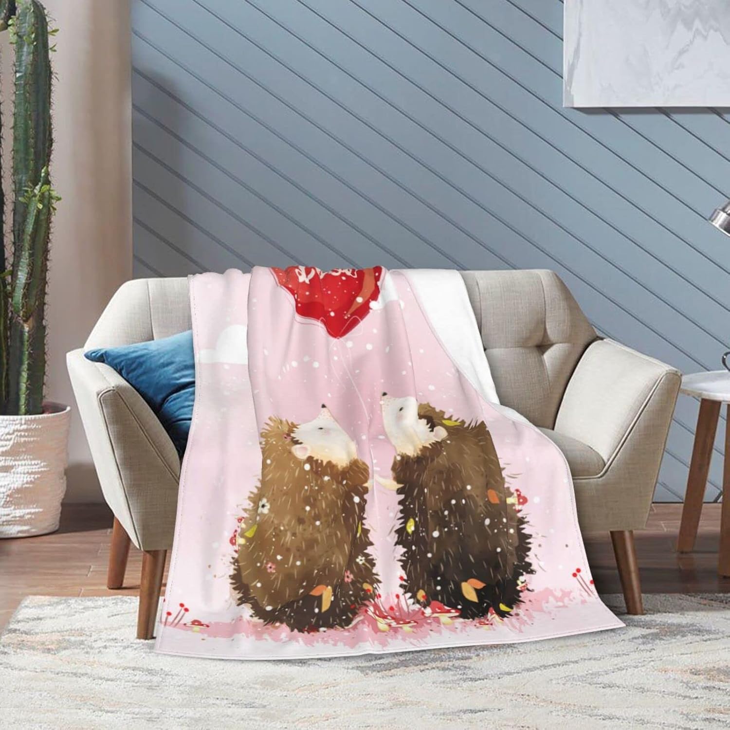Manta de erizo, bonita manta romántica rosa suave y cálida, manta de cama para niñas, regalos para sofá, dormitorio, sofá, oficina, automóvil, para
