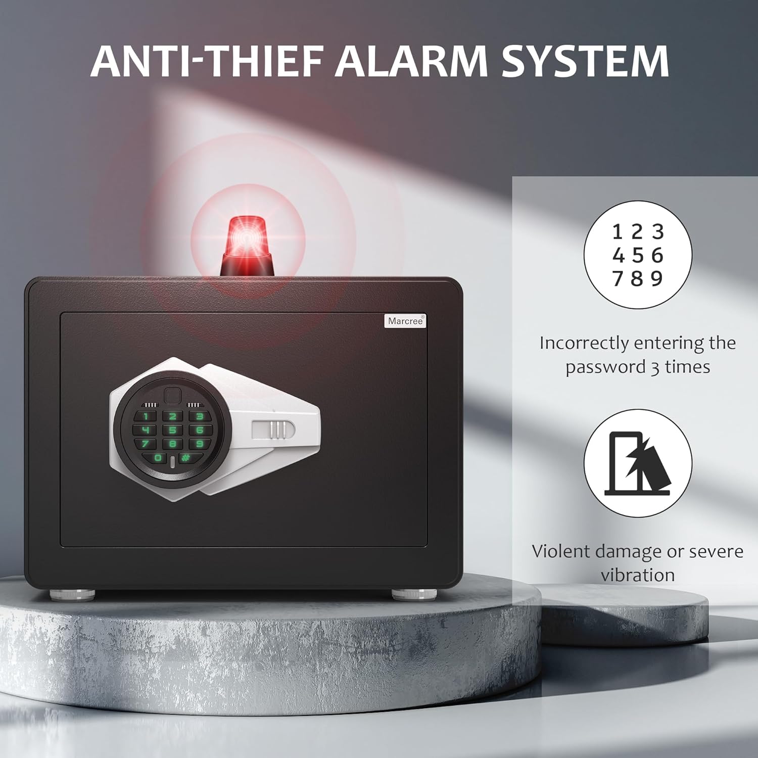 Caja de seguridad pequeña, caja fuerte de 0.8 pies cúbicos con teclado de seguridad digital y luz sensor, caja fuerte para dinero en efectivo,