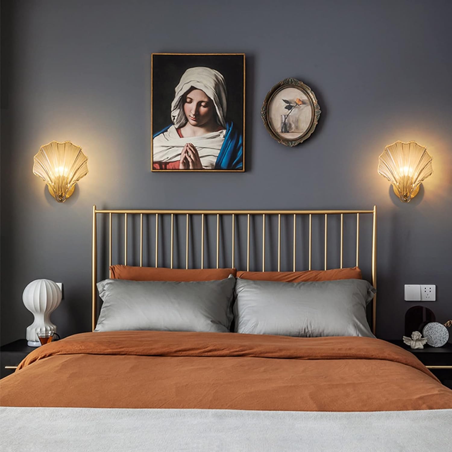 Luces de pared para interiores, aplique de pared en forma de concha, apliques de vidrio en forma de concha, lámpara de pared E14, luces de pared