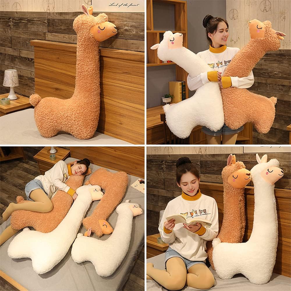 Almohada de cuerpo de llama, almohada gigante de felpa de alpaca de cuerpo largo, almohada larga de alpaca esponjosa, almohada larga de alpaca,