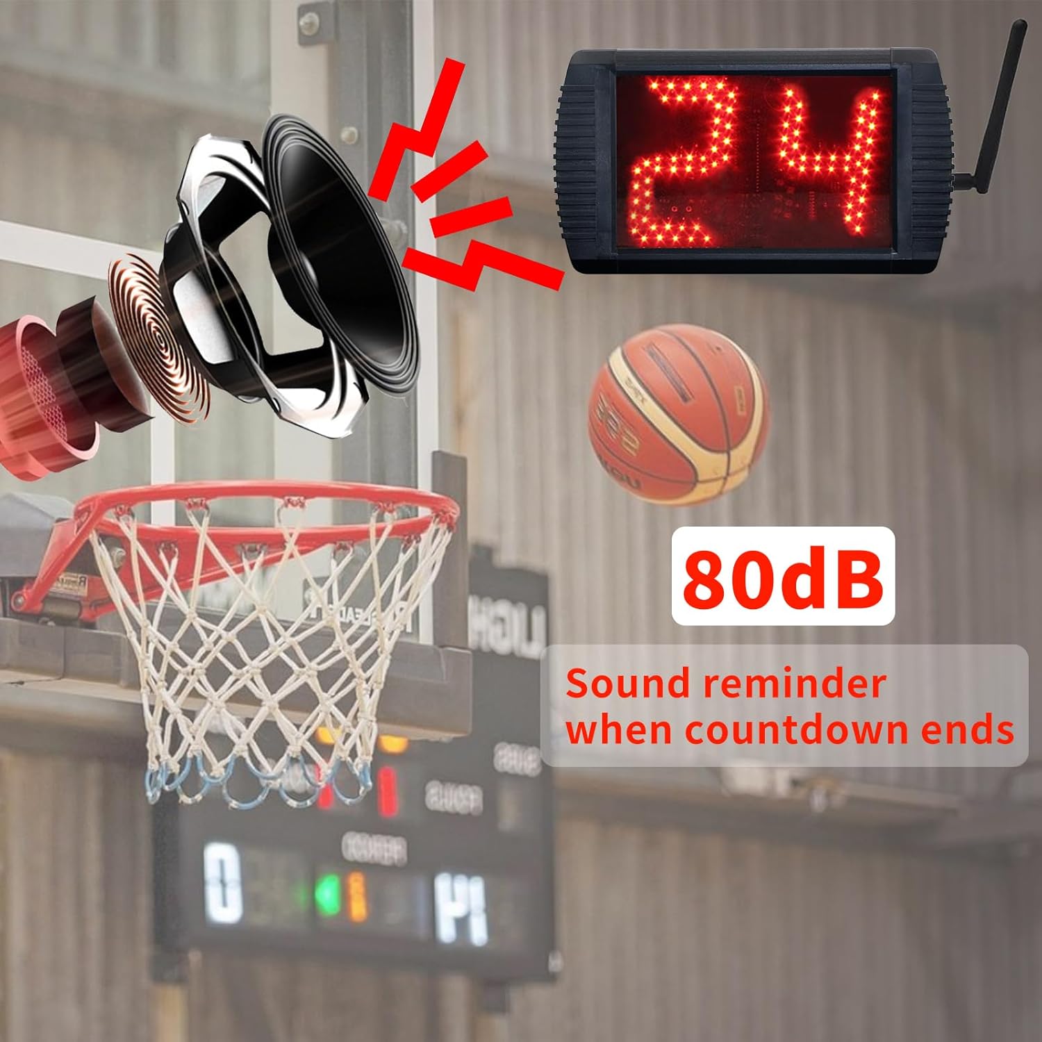 YZ 5 INCH LED Custom Time 1214202434 Seconds Shot Clock Countdown Timer Clock for Basketball Game, Portable Shot Clock Timer for Basketball Court,