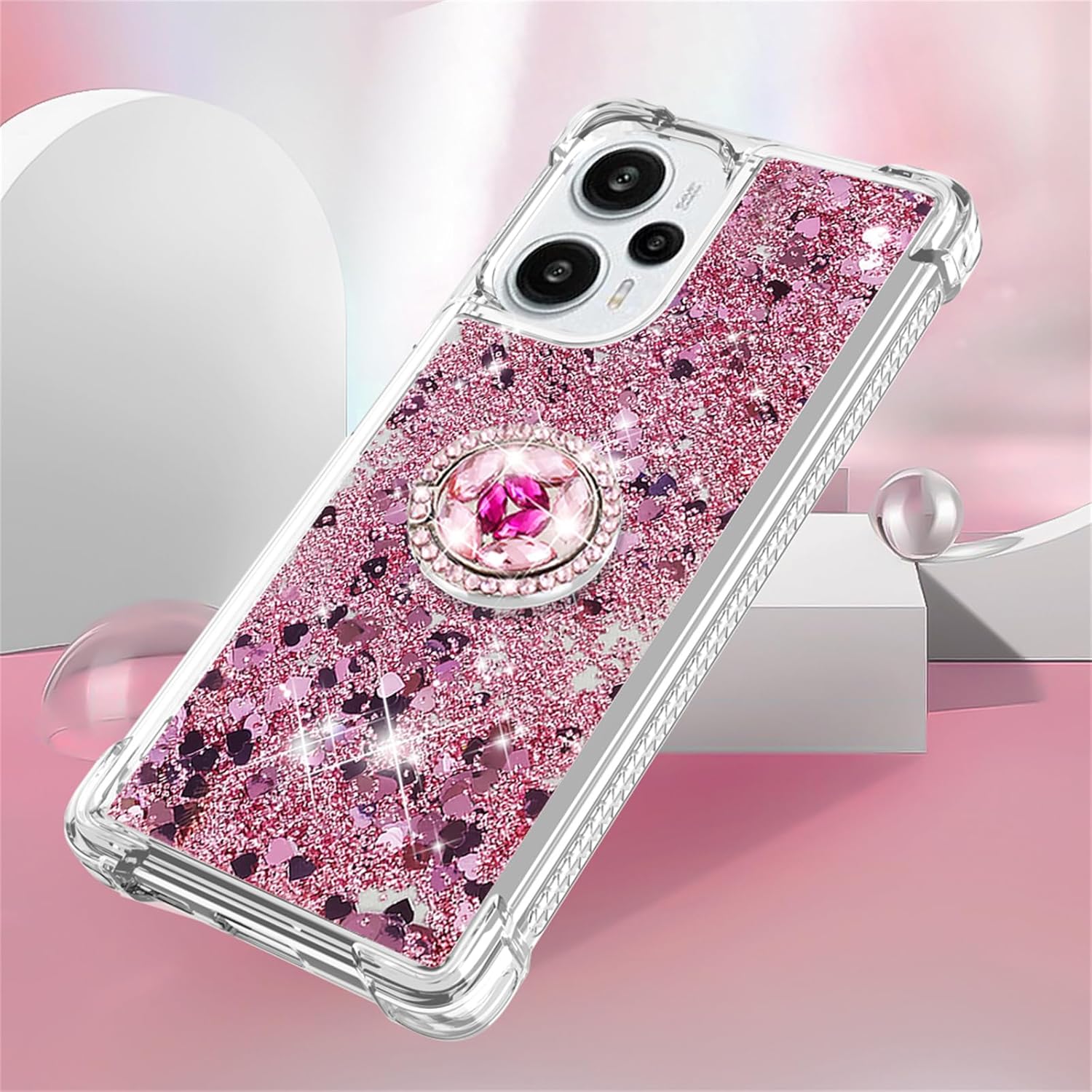 Funda con purpurina para Xiaomi Poco F5 para mujeres y niñas, cubierta líquida de TPU suave TPU con anillo de diamantes brillantes para Xiaomi Poco