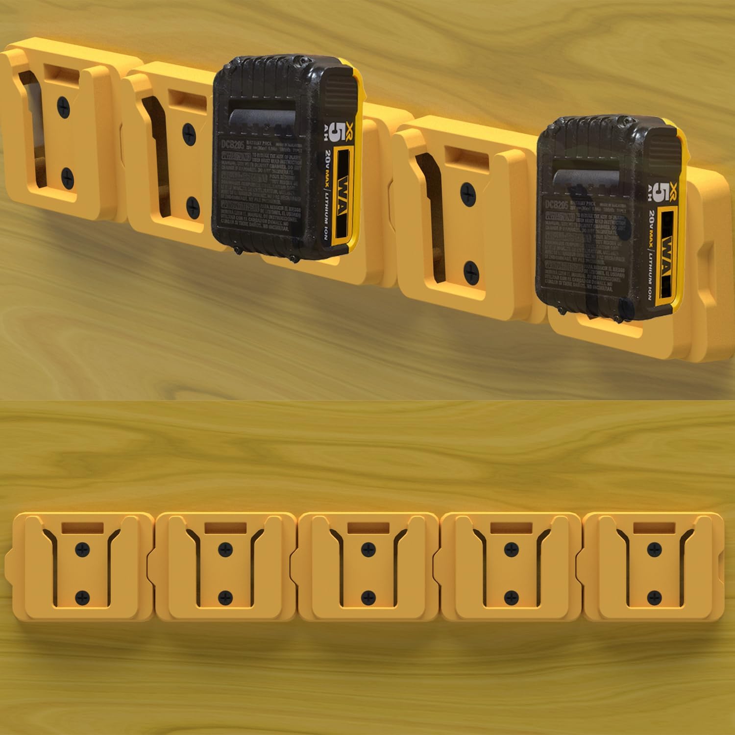 Soportes de batería para Dewalt 20V Mount Dock Fit para 20V 60V (sin batería), paquete de 5 soportes de base de batería para baterías DCB200 DCB203