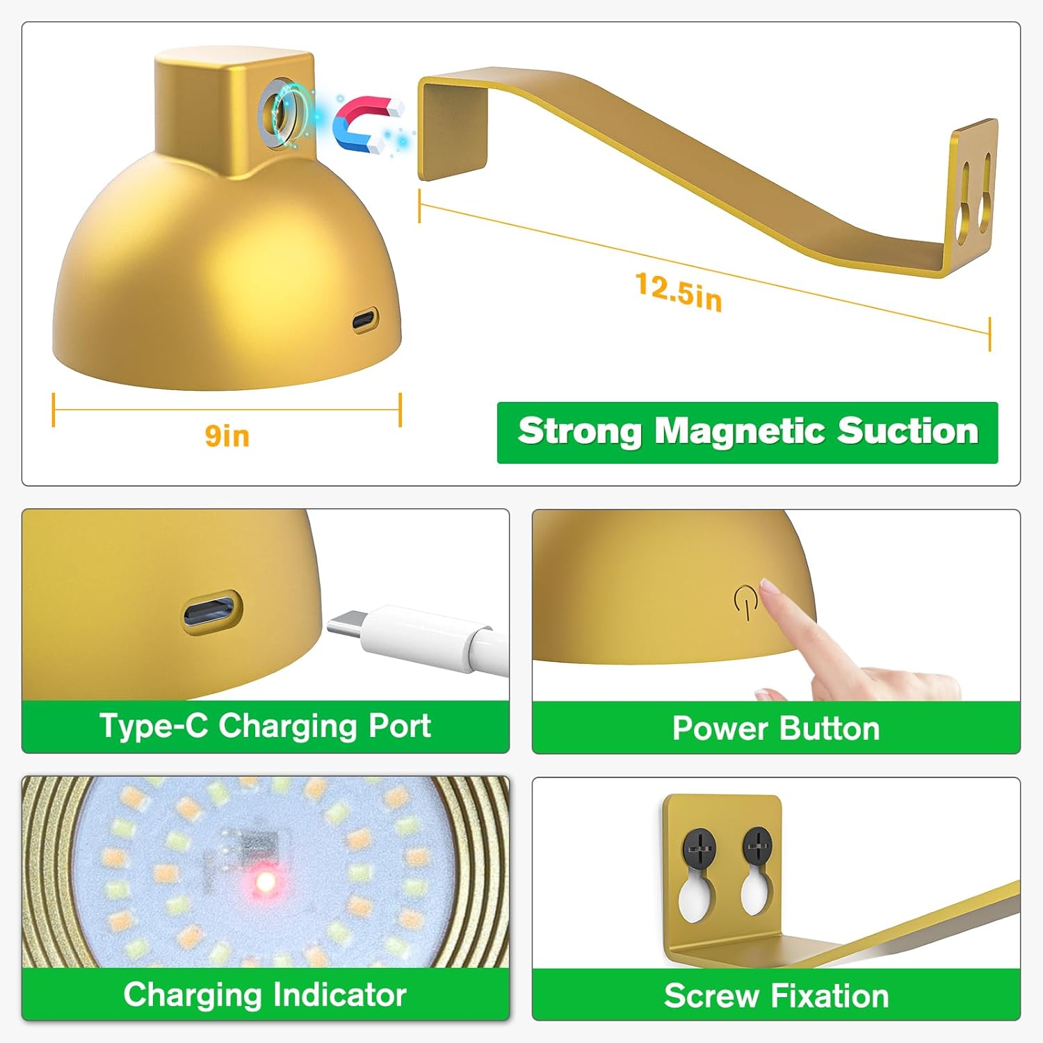 Luz de imagen funciona con pilas, luz dorada con control remoto y brillo ajustable temperatura de color para resaltar pinturas, fotografías u otros