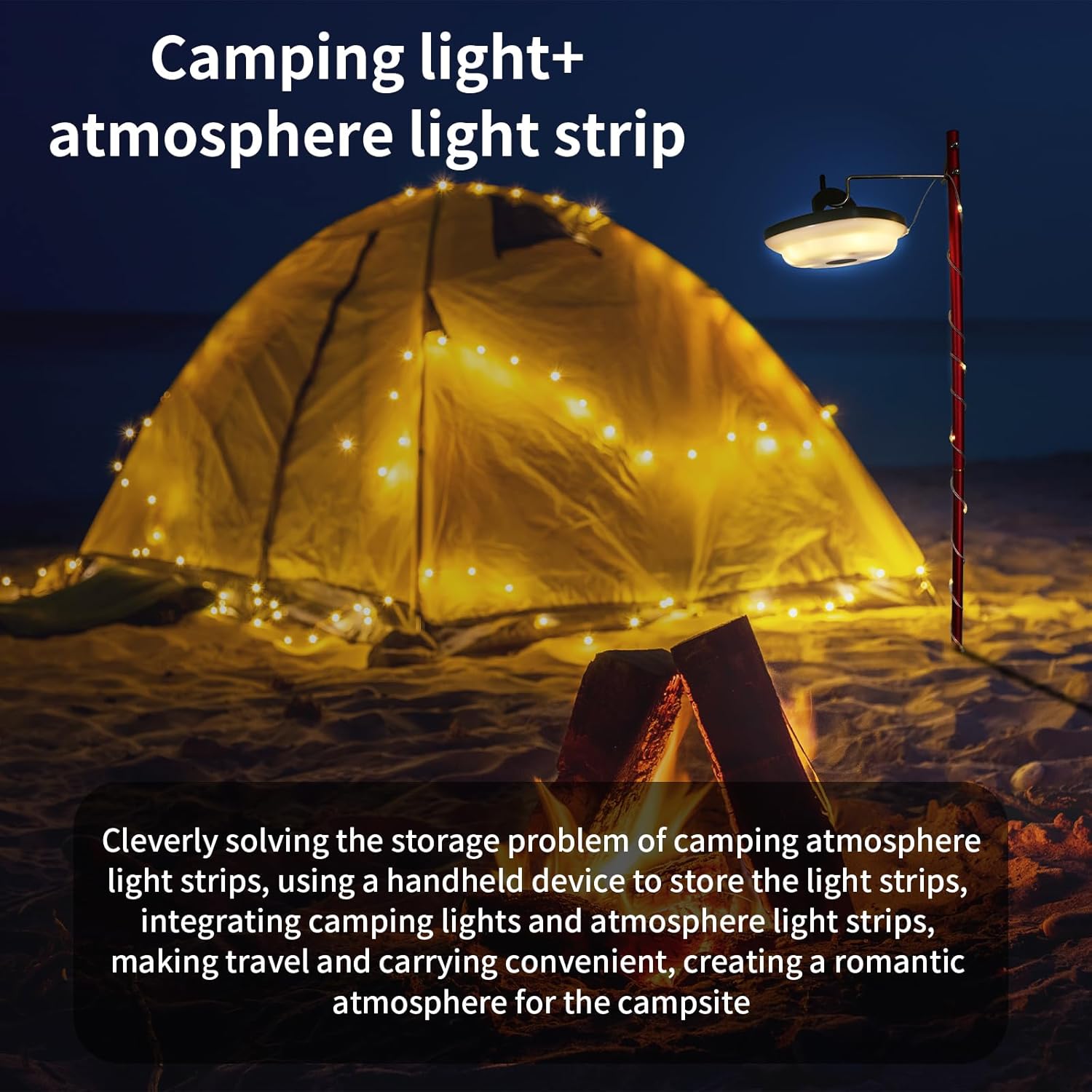 Cadena de luces recargables USB 2 en 1, cadena de luces para exteriores con 5 modos de iluminación, utilizada para camping, patio, tienda de