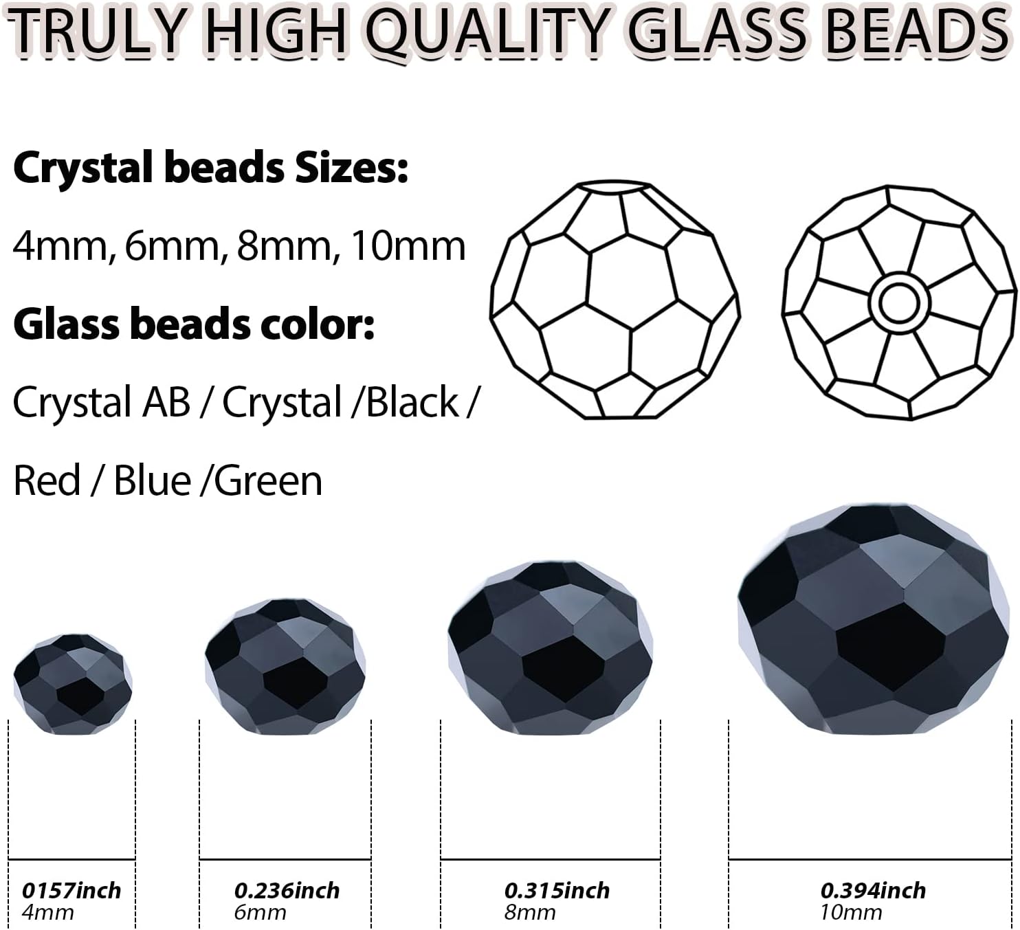 265 cuentas de cristal de 0.315 pulgadas, cuentas de vidrio para la fabricación de joyas, cuentas de Briolette, cuentas de cristal facetadas de