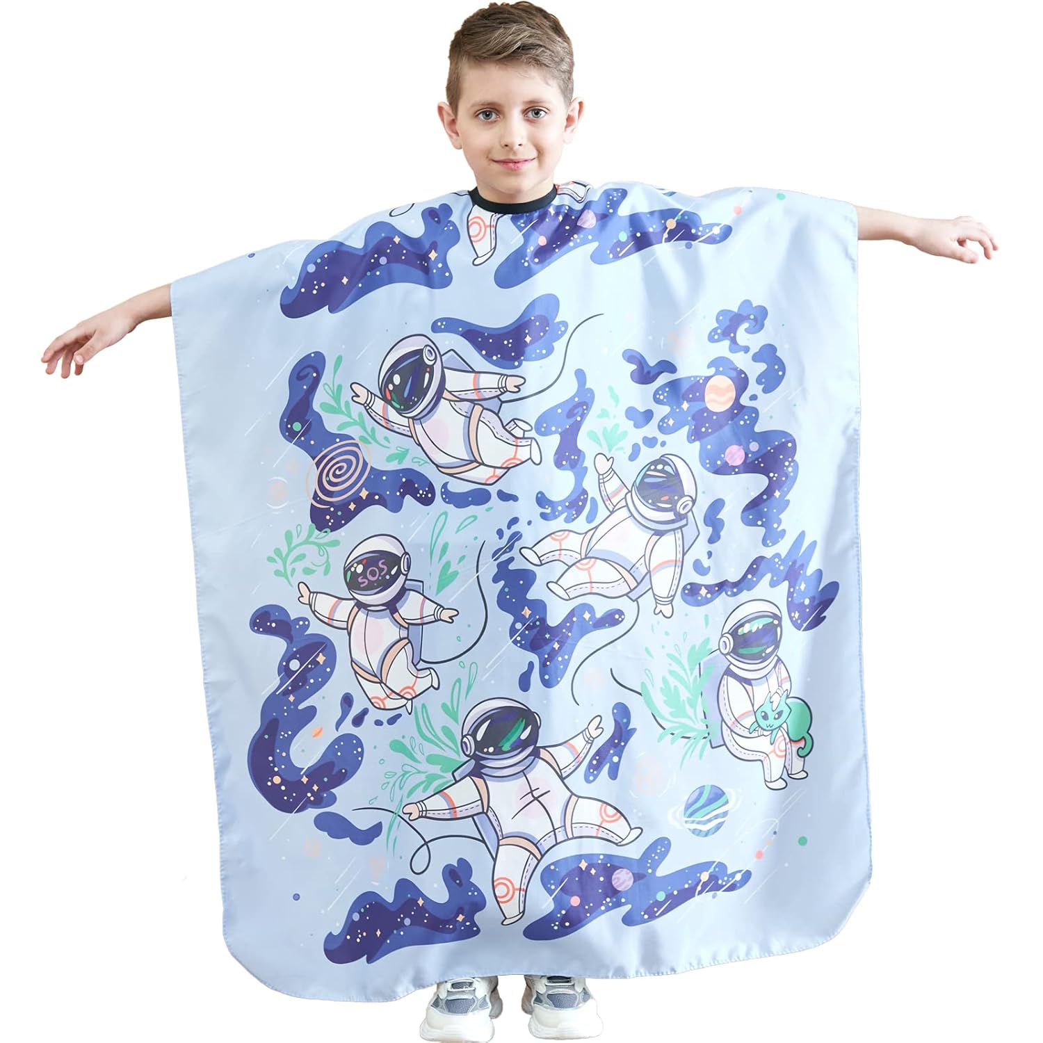 Capa de peluquería para niños, 51 x 36 pulgadas, capa profesional de corte de pelo con correa ajustable para el cuello, capa de corte de pelo unisex