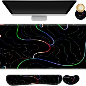 ARTSO Juego de soporte de muƱeca para videojuegos, alfombrilla de escritorio grande XXL + soporte de muƱeca para teclado + reposamuƱecas para mouse ARTSO Juego de soporte de muƱeca para videojuegos, alfombrilla de escritorio grande XXL + soporte de muƱeca para teclado + reposamuƱecas para mouse