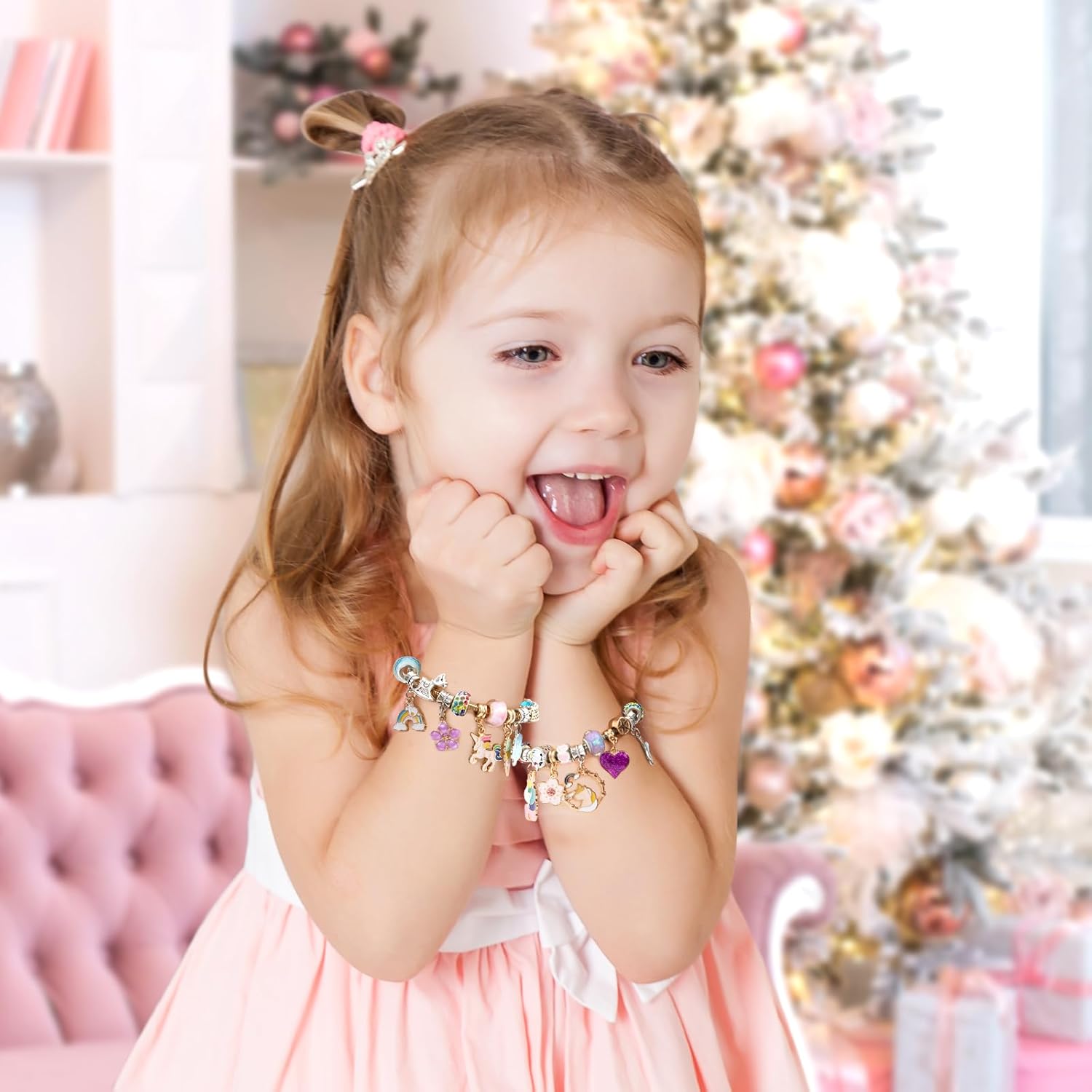 Doksving Calendario de Adviento 2023 para niñas, calendario de cuenta regresiva de Navidad de 24 días con 2 piezas de pulseras con dijes de