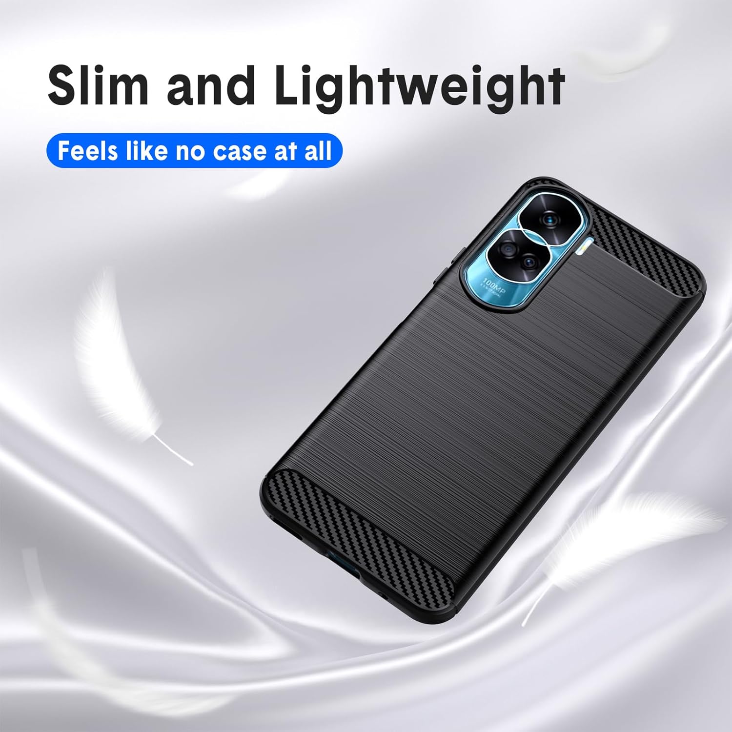 Natbok Funda compatible con Honor 90 Lite, TPU flexible textura cepillada antideslizante protección militar a prueba de golpes, funda delgada para