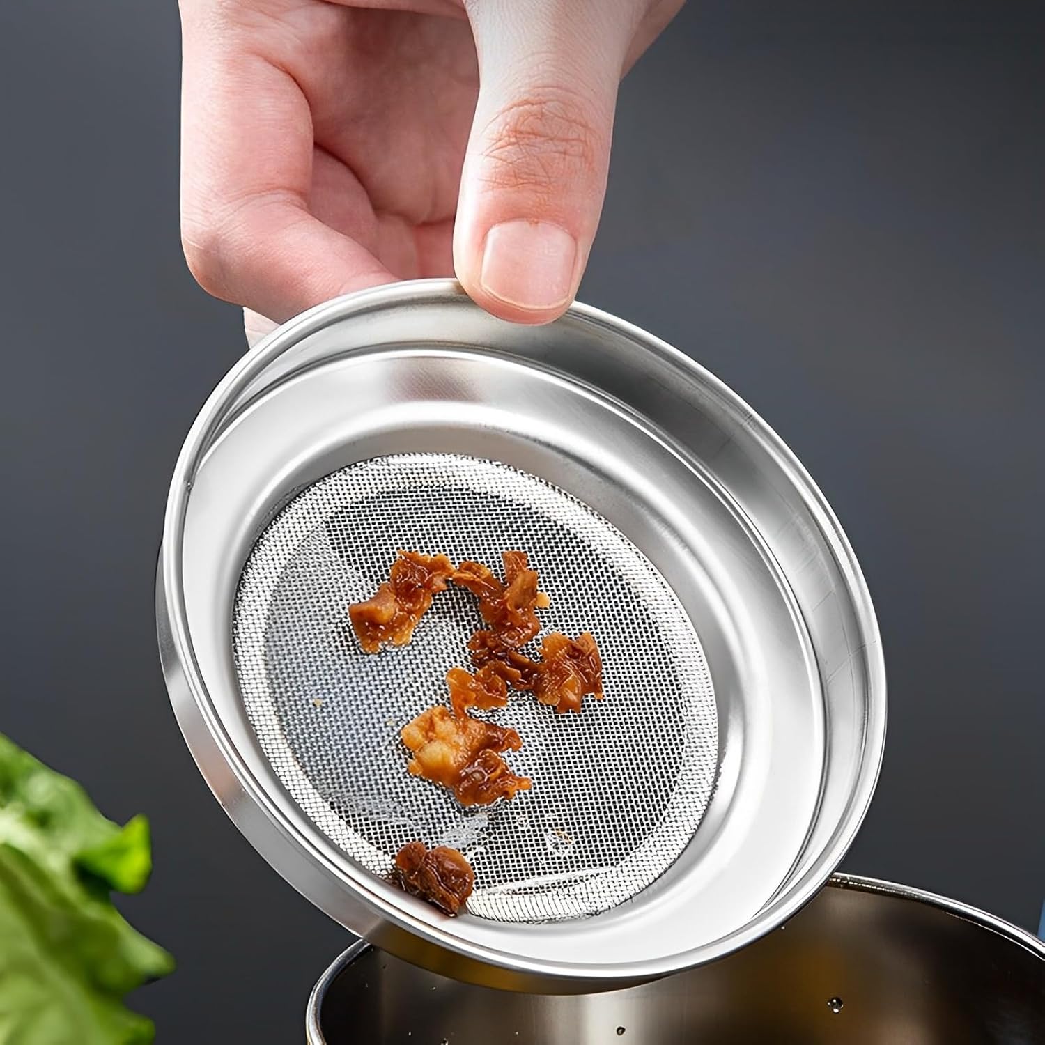 2 coladores de aceite para freidora de 24 onzas para cocina, olla de filtro de aceite de acero inoxidable con filtro de malla fina, tapa a prueba de