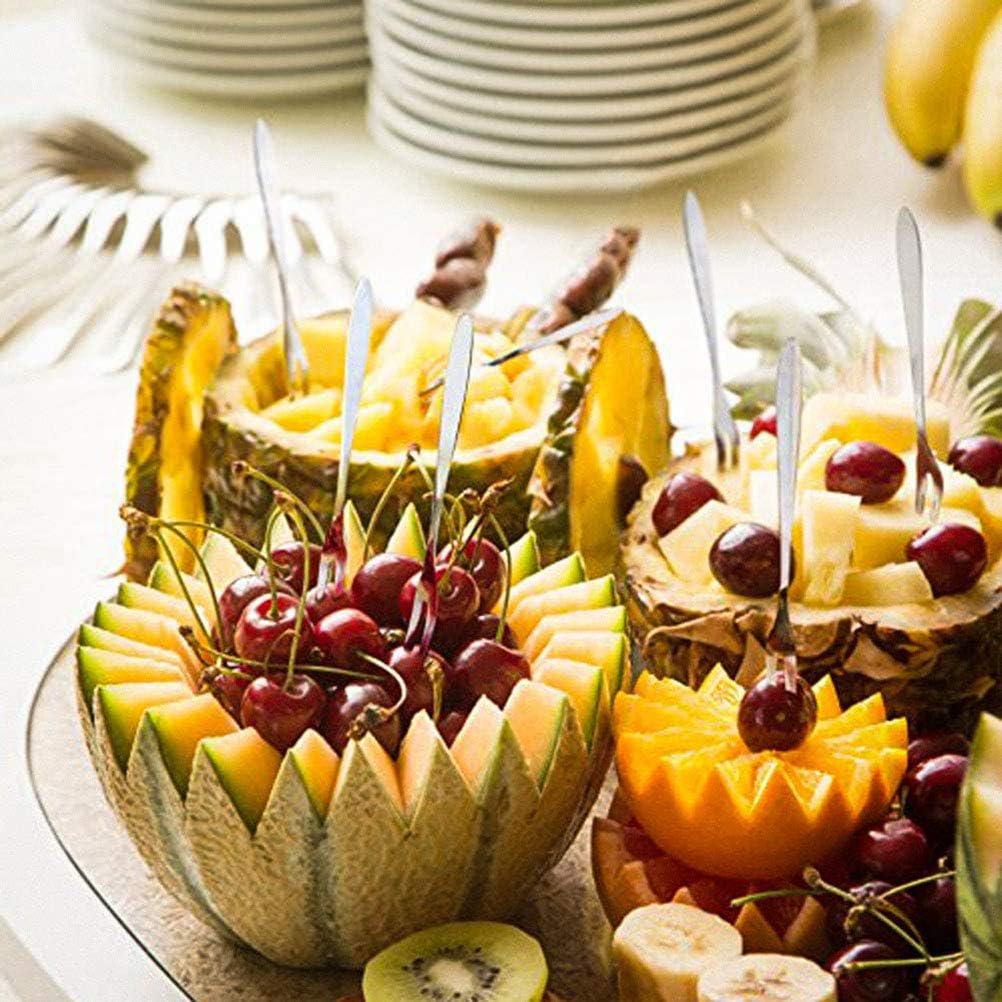 10 tenedores de frutas de acero inoxidable, 2 puntas, tenedores de aperitivos, tenedores de postre, tenedores de ensalada para tartas, para fiestas