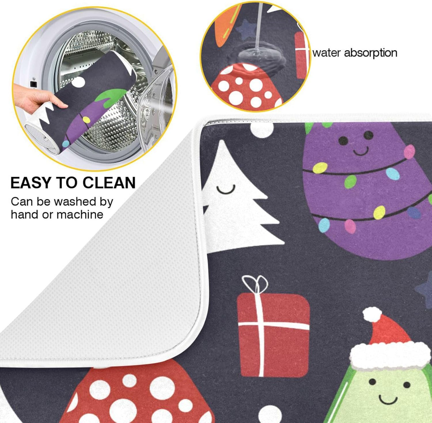 Christmas Images Dish Drying Mat Washnable Absorbent Dish Drying Pad For Kitchen Counter Drying Matt Tapete Para Cocina 16” x 18”