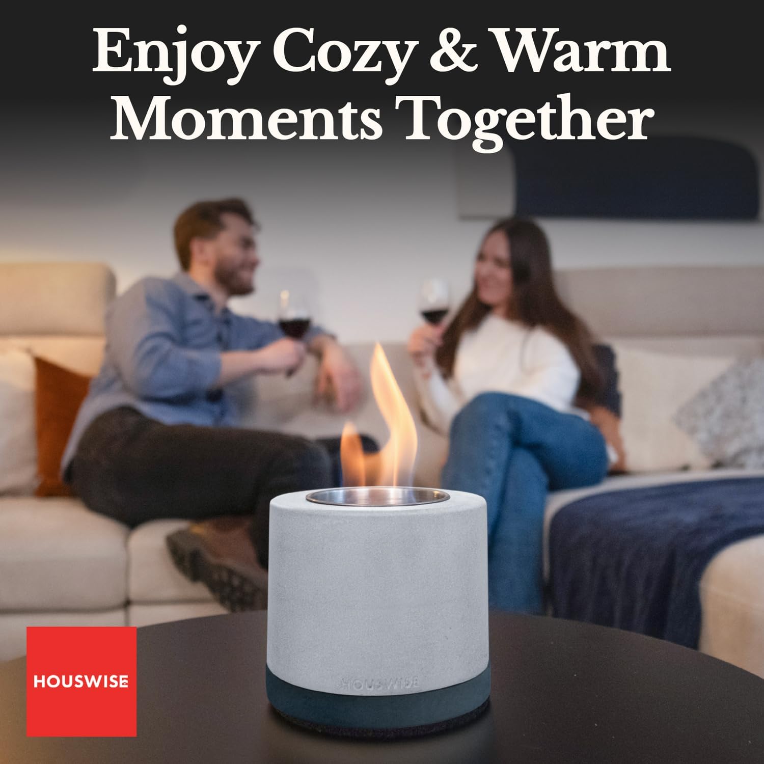 Houswise Kit para hacer fogatas de mesa  Hormigón para exteriores e interiores, fogata de mesa, pequeña chimenea portátil para interiores