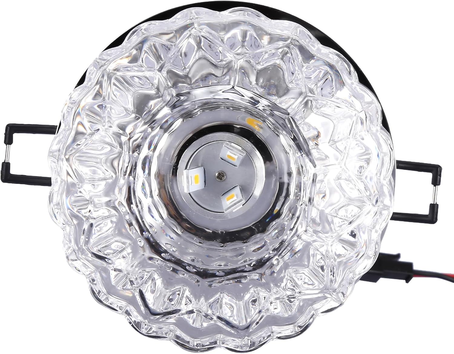 Fafeicy Lámpara empotrable de techo LED de 3 W, lámpara de cristal de cristal, ahorro de energía, luz cálida, para decoración del hogar (luz blanca