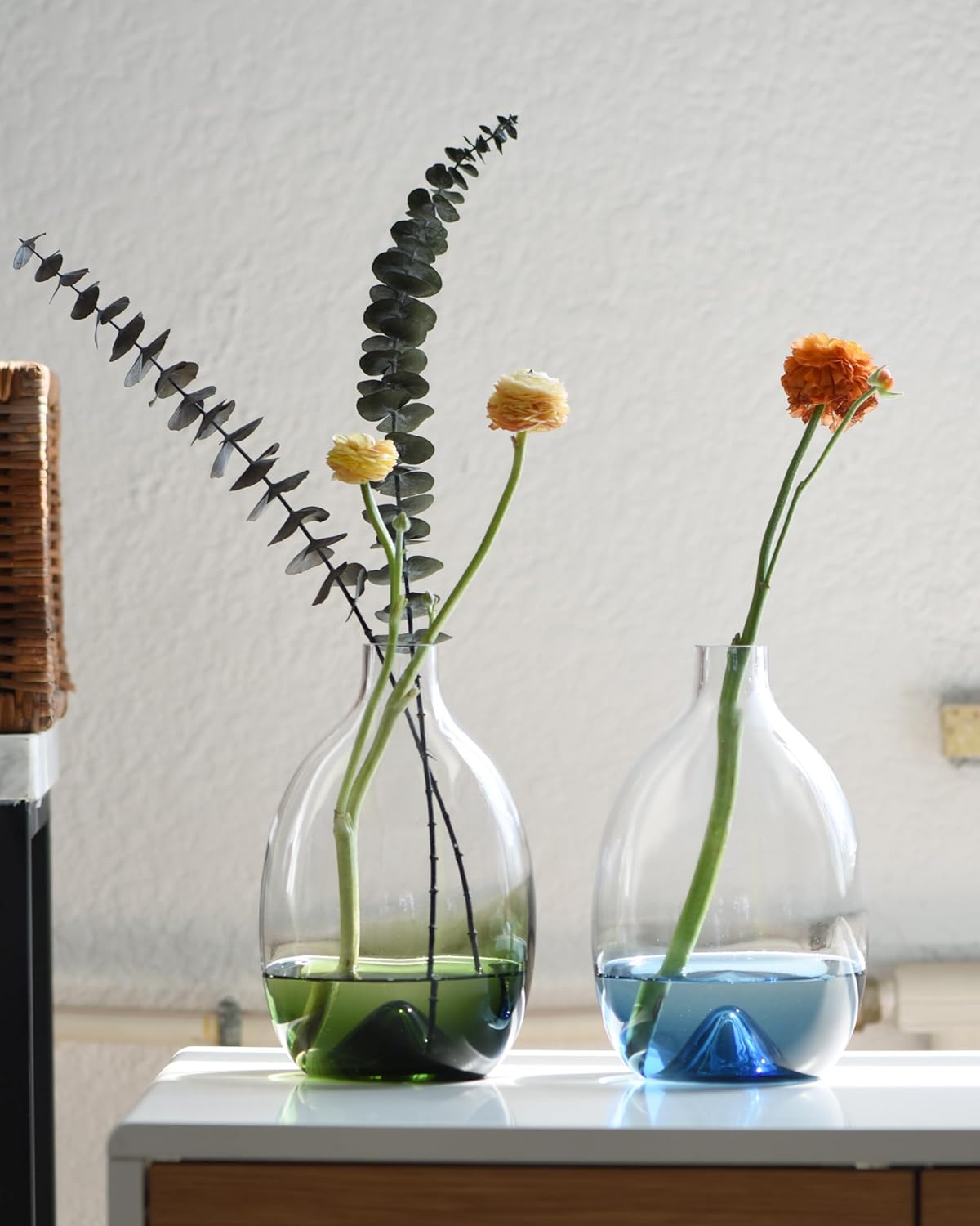 CONVIVA Jarrón de cristal para flores, moderno centro de mesa decorativo, diseño simple, soplado a mano, decoración del hogar, cocina, comedor, sala