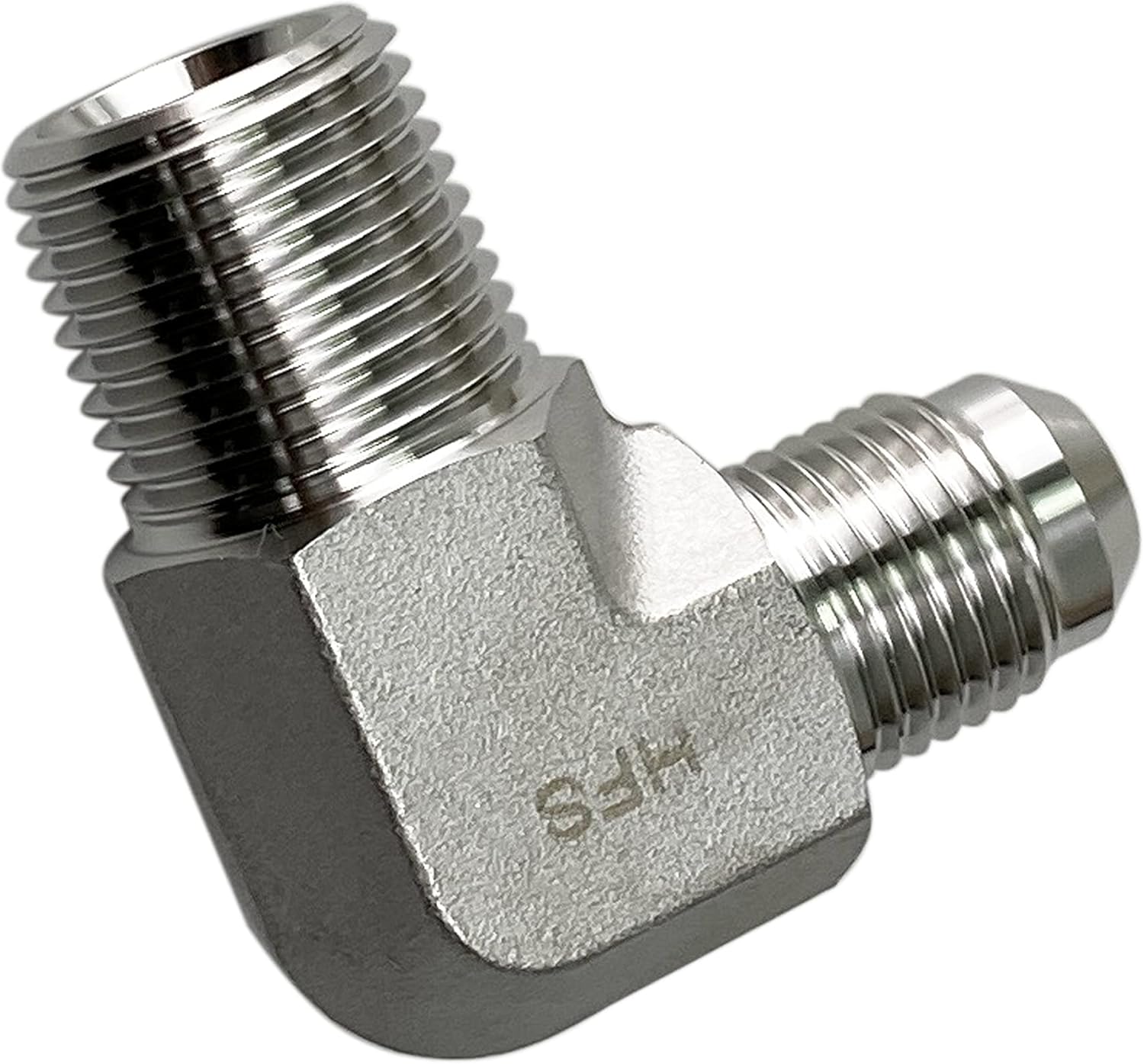 HFS (R) 38″ macho NPT a 38″ macho JIC codo 90 Flare tubería de acero inoxidable 304 (38″ MNPT x 38″ MJIC)