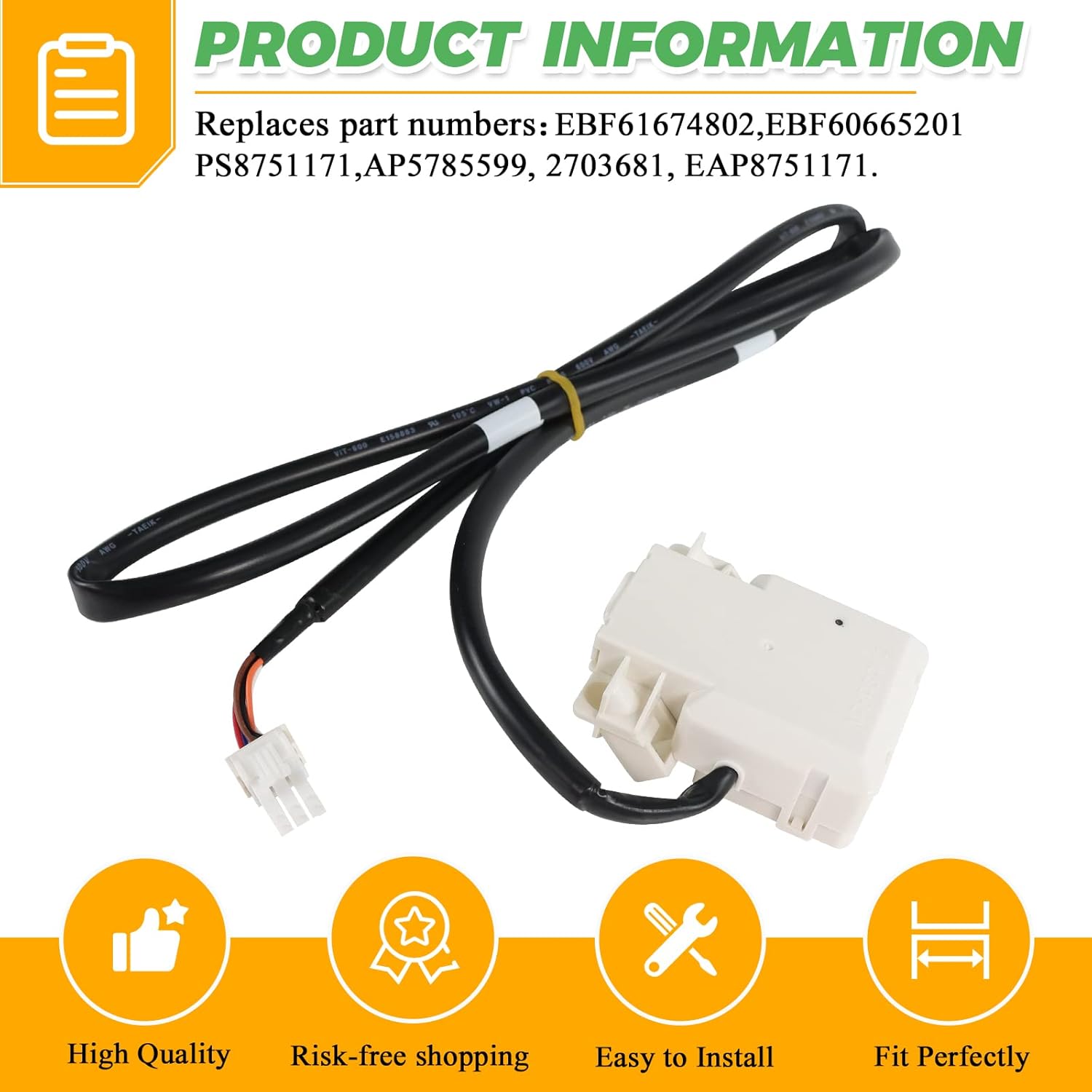 EBF61674802 EBF60665201 Washer Lid Lock Switch NEW OEM Replacement Part by Techecook – Replacement for L-G and Ken more Washing Machine – Replaces