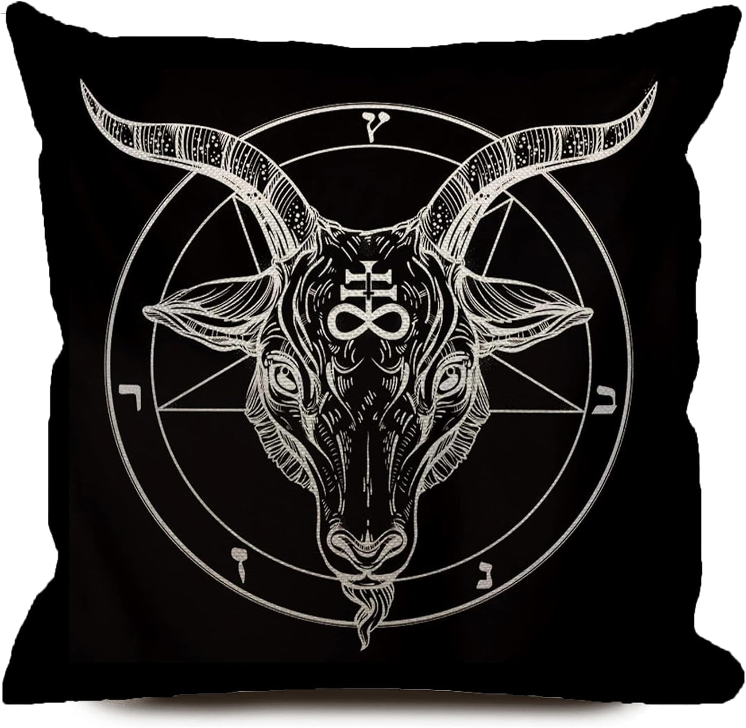 KAKIGIJI Funda de almohada gótica de cabra de 18 x 18 pulgadas, diseño negro de doble cara, decoración del hogar para sofá, sala de estar, sofá,