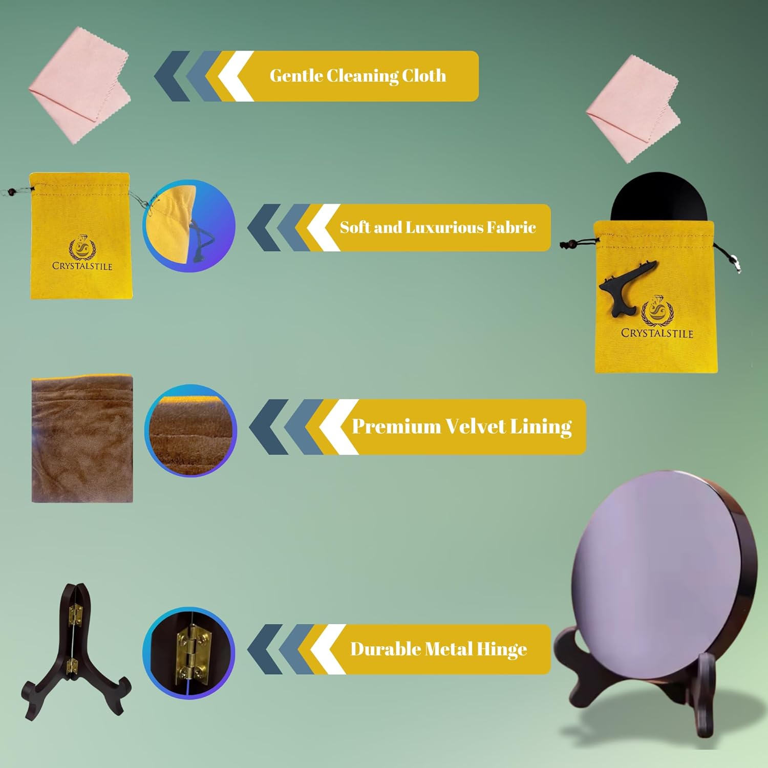 Espejo rascador de obsidiana negra natural con soporte de madera de 3.15 pulgadas, cristales curativos para brujería, adivinación, meditación y