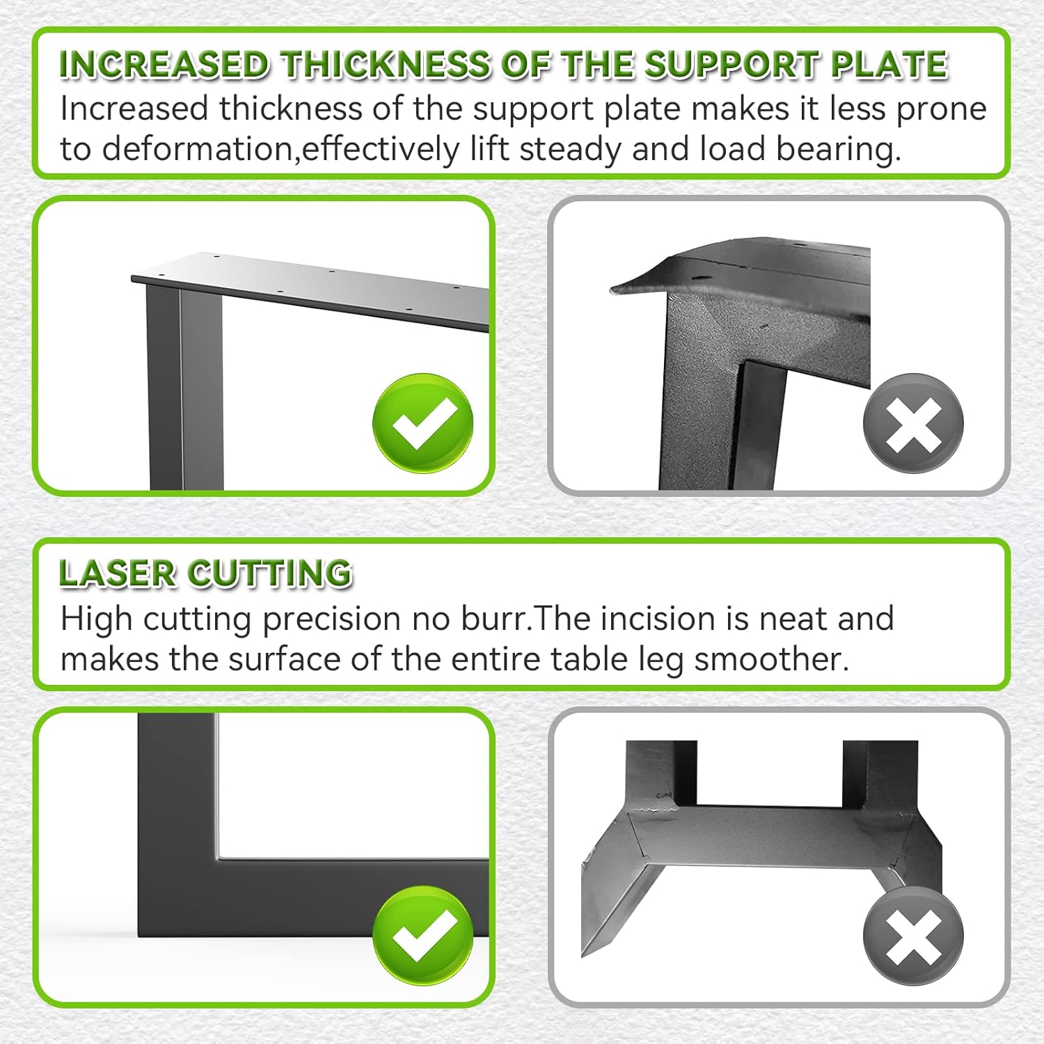 Patas de metal para mesa de 28 x 24 pulgadas, patas de escritorio industrial en forma de X, juego de 2 patas de muebles resistentes para mesa de