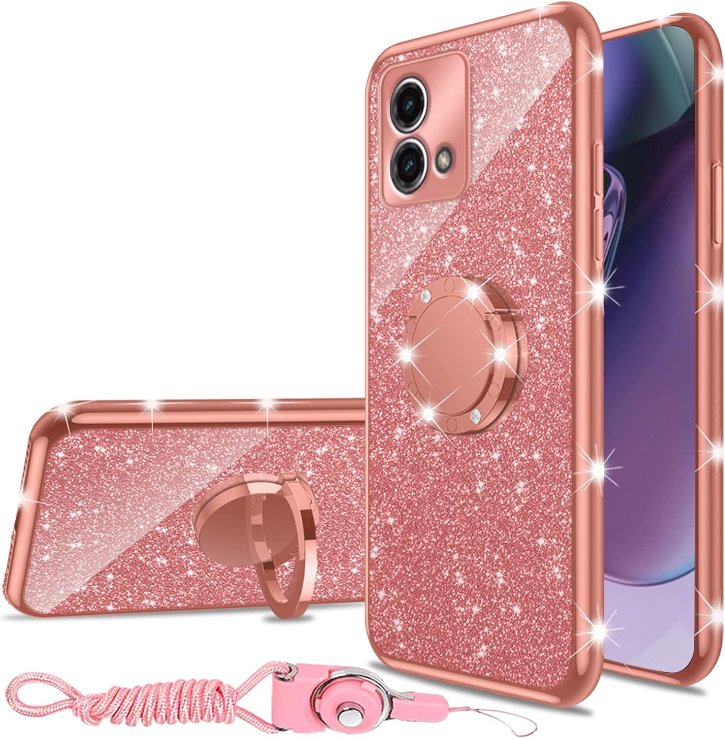 nancheng Funda para Motorola G Stylus 5G 2023 (no 4G), funda de teléfono para Moto G Stylus 5G 2023 con purpurina, bonita funda transparente de