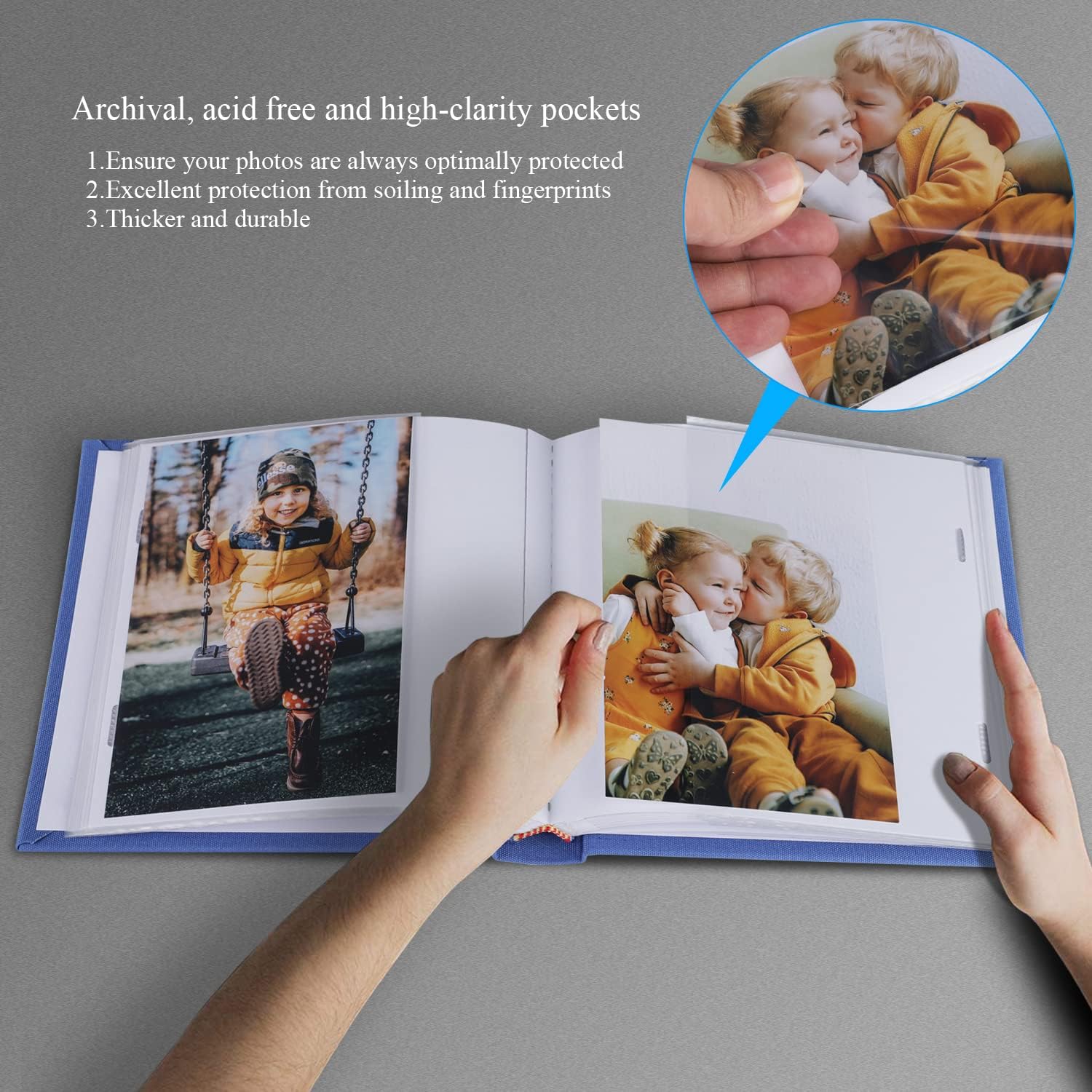 Álbum de fotos de 4 x 6 pulgadas con capacidad para 60 fotos con bolsillos verticales deslizantes, libro de fotos, cubierta de lino, álbumes de
