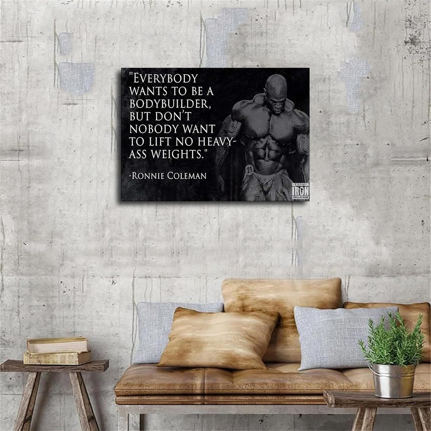 Ronnie Coleman-Póster motivacional de culturismo con cita motivacional de saludo de poder, lienzo impreso para pared, arte moderno para aula,