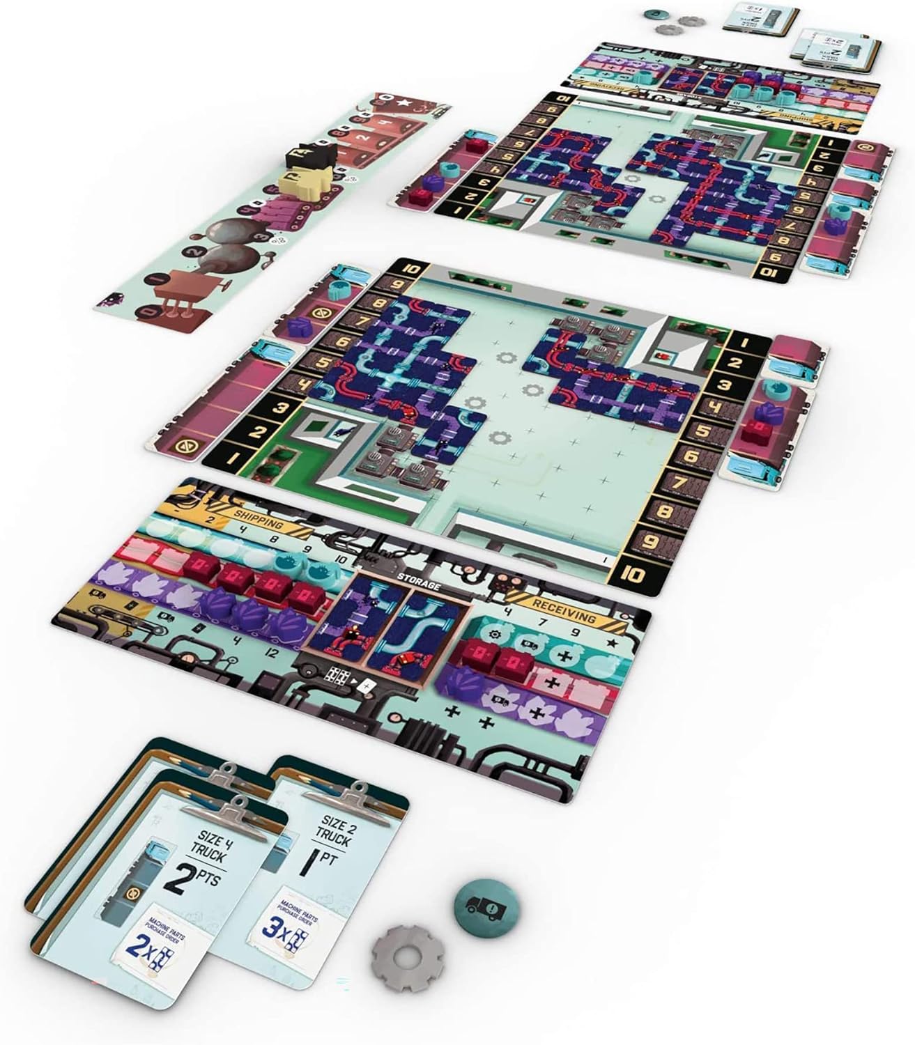 Capstone Games Curious Cargo, juego de mesa de estrategia, 6 tableros de jugadores únicos incluidos y 2 modos de juego, juego competitivo para 2
