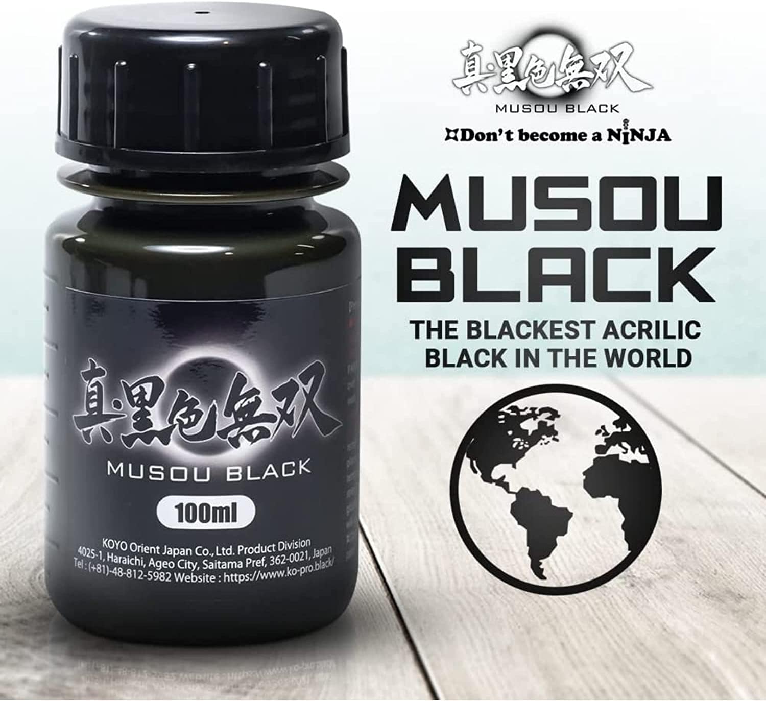 MUSOU BLACK, World Blackest – Pintura acrílica, 3.4 fl oz, paquete de 2, 3.38 onzas líquidas (paquete de 2)