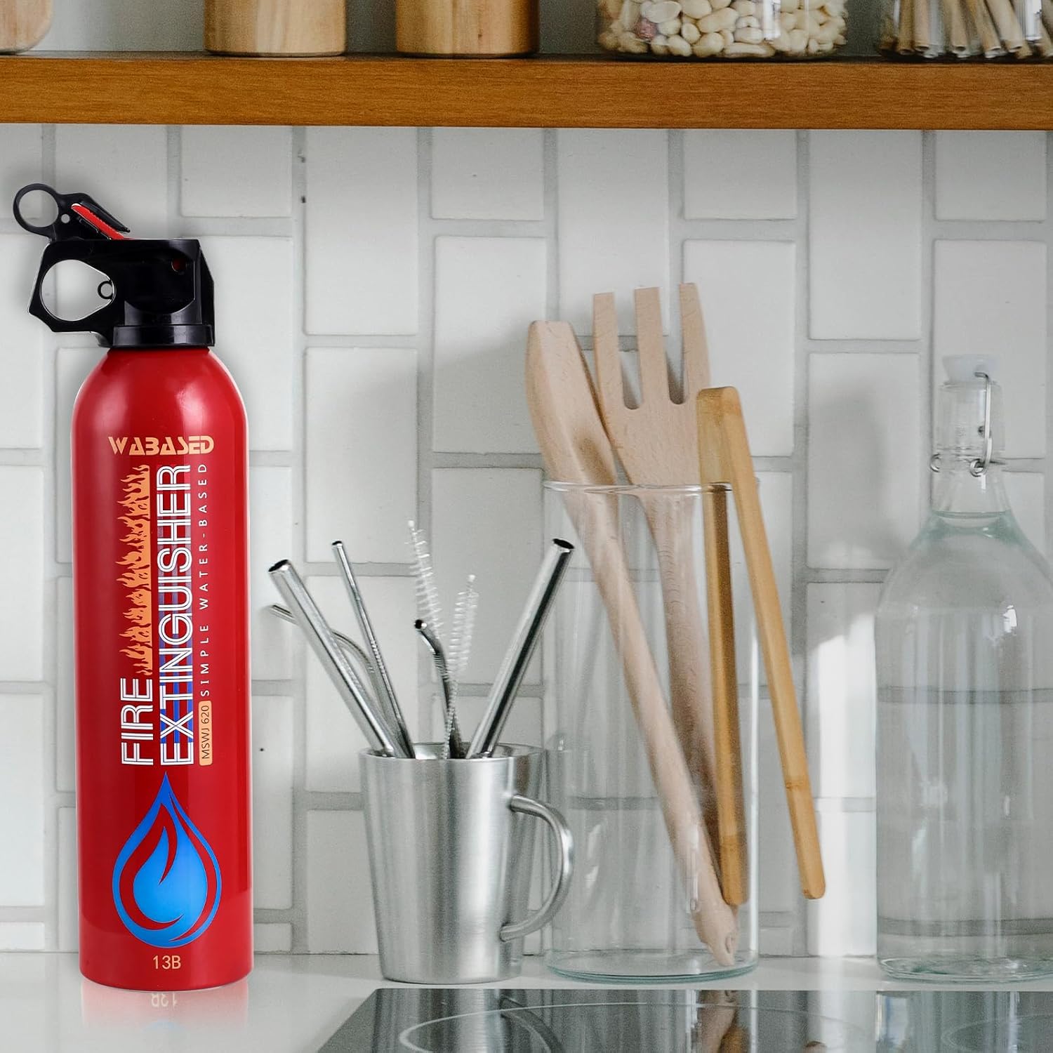 Extintor de incendios portátil  21.0 fl oz con correa de soporte, extintor de incendios para el hogar, cocina, coche, garaje, barco (2)